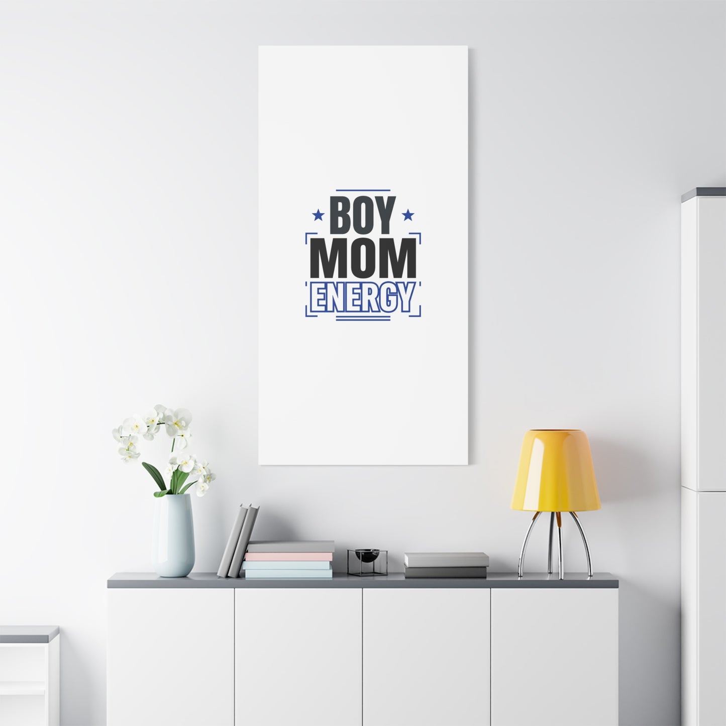 Boy Mom Energy Canvas, Minimal Typographic Mom Wall Art | Mother’s Day Mom Identity
