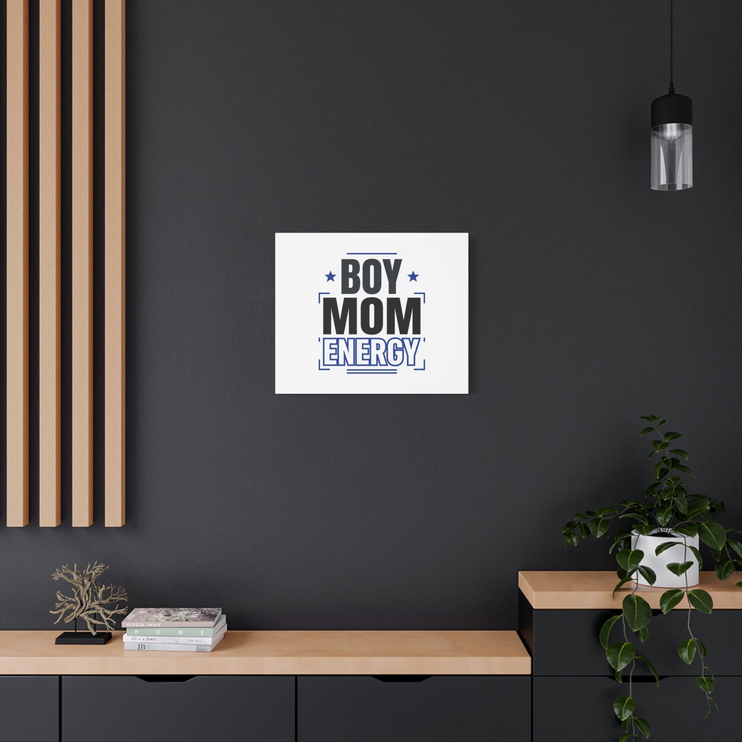 Boy Mom Energy Canvas, Minimal Typographic Mom Wall Art | Mother’s Day Mom Identity