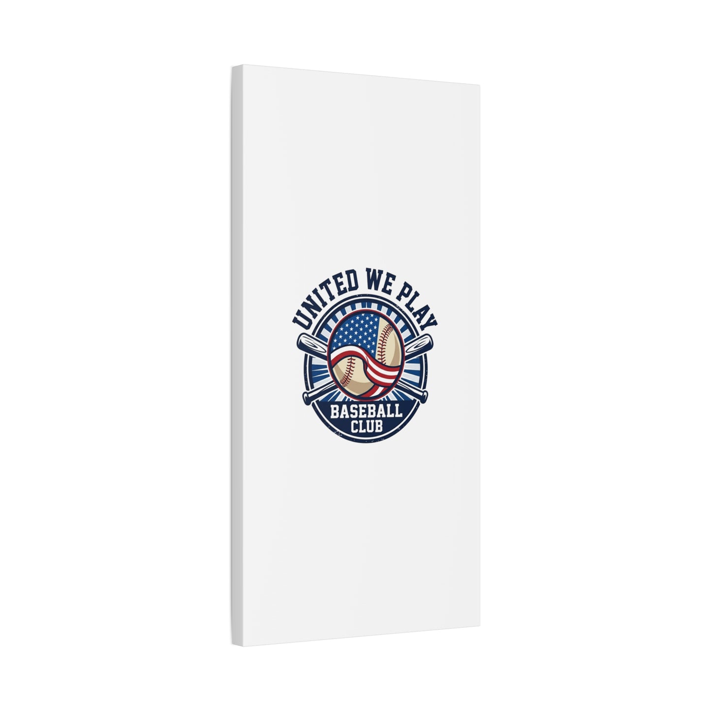 United We Play Baseball Club Canvas | Patriotic Baseball Graphic, Vintage Ballpark Aesthetic