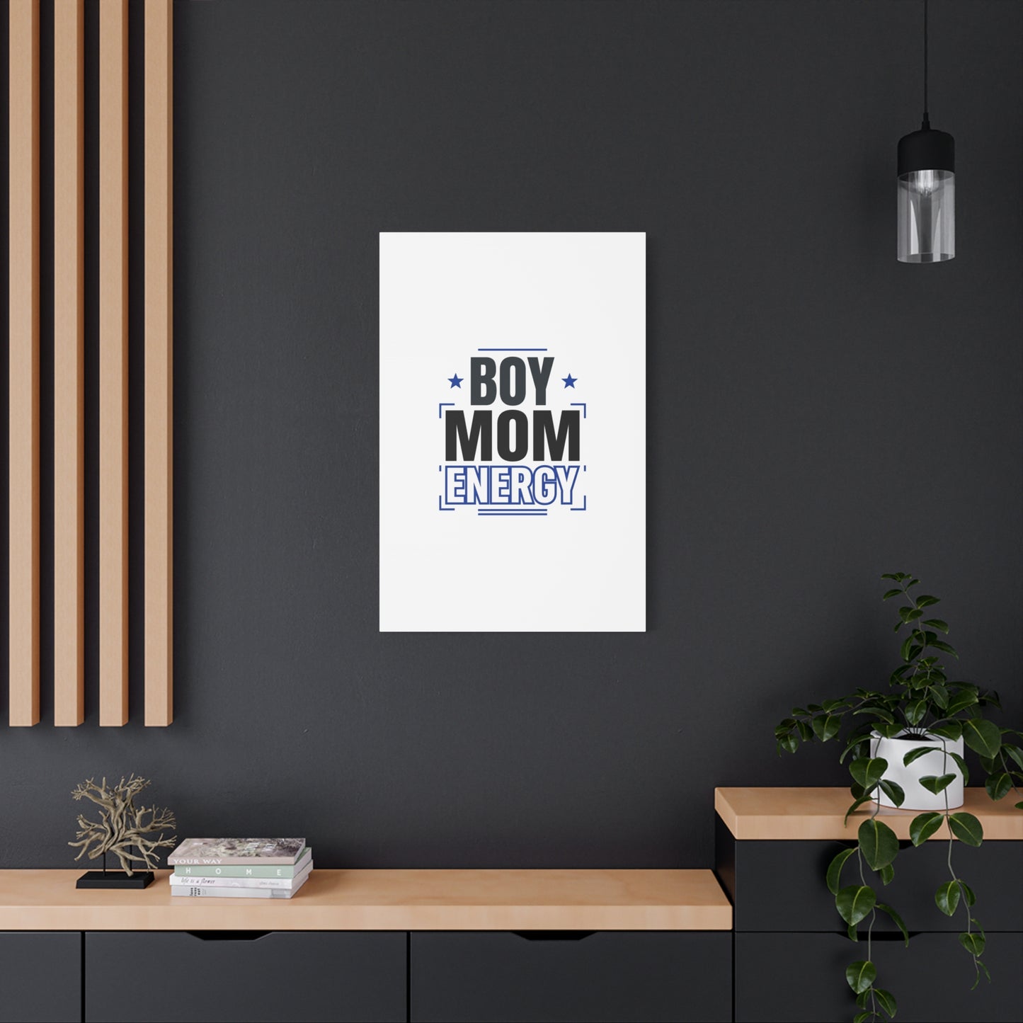 Boy Mom Energy Canvas, Minimal Typographic Mom Wall Art | Mother’s Day Mom Identity