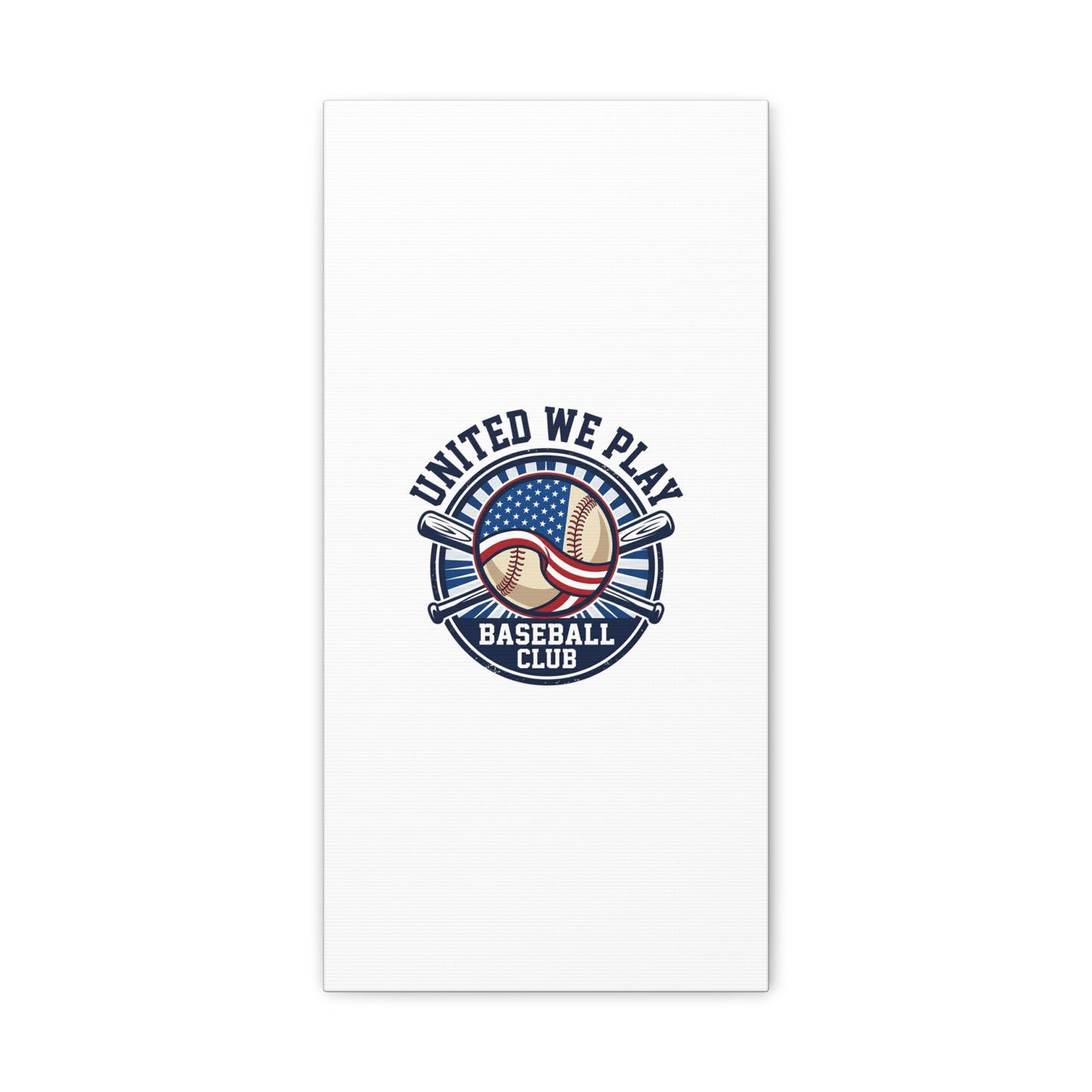 United We Play Baseball Club Canvas | Patriotic Baseball Graphic, Vintage Ballpark Aesthetic