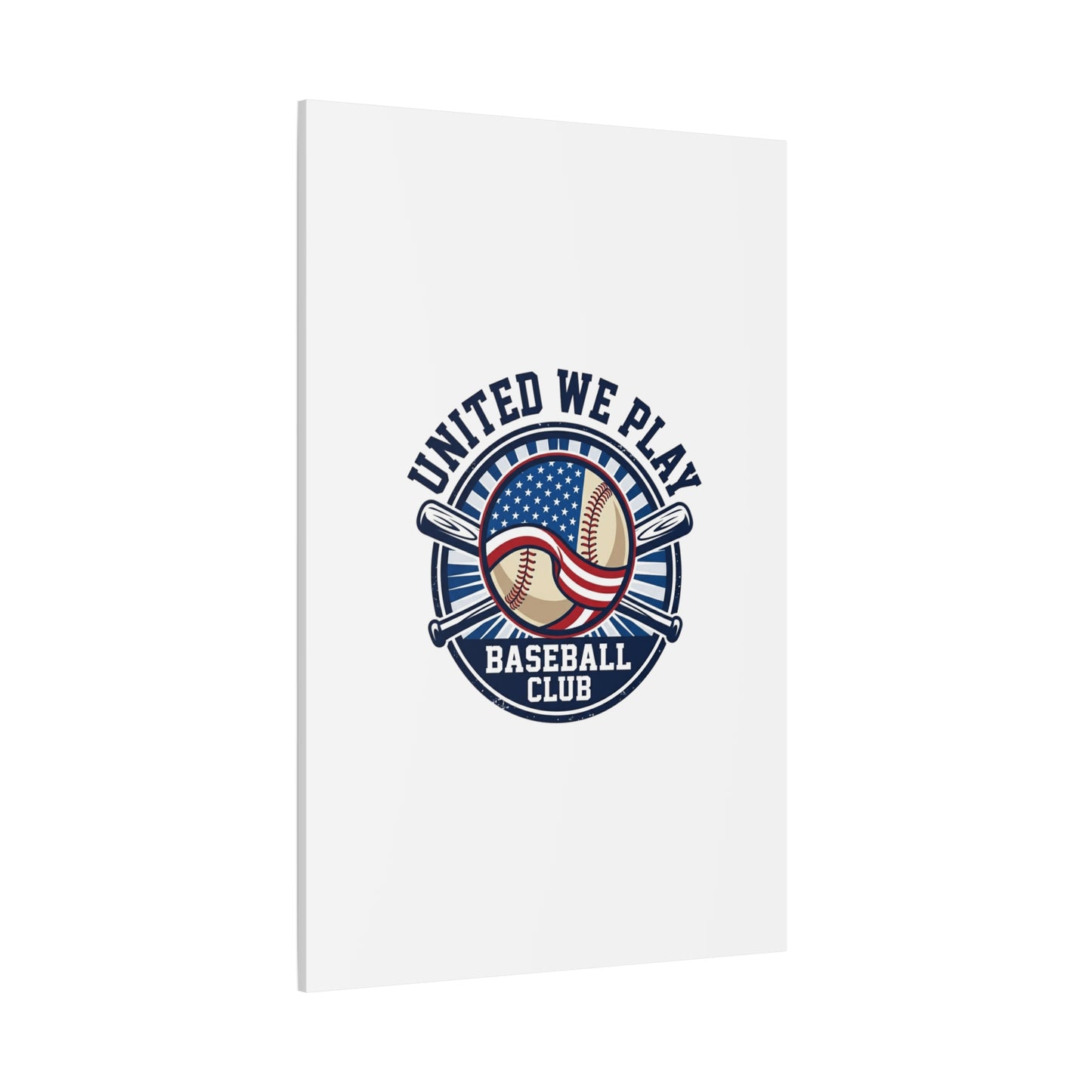 United We Play Baseball Club Canvas | Patriotic Baseball Graphic, Vintage Ballpark Aesthetic