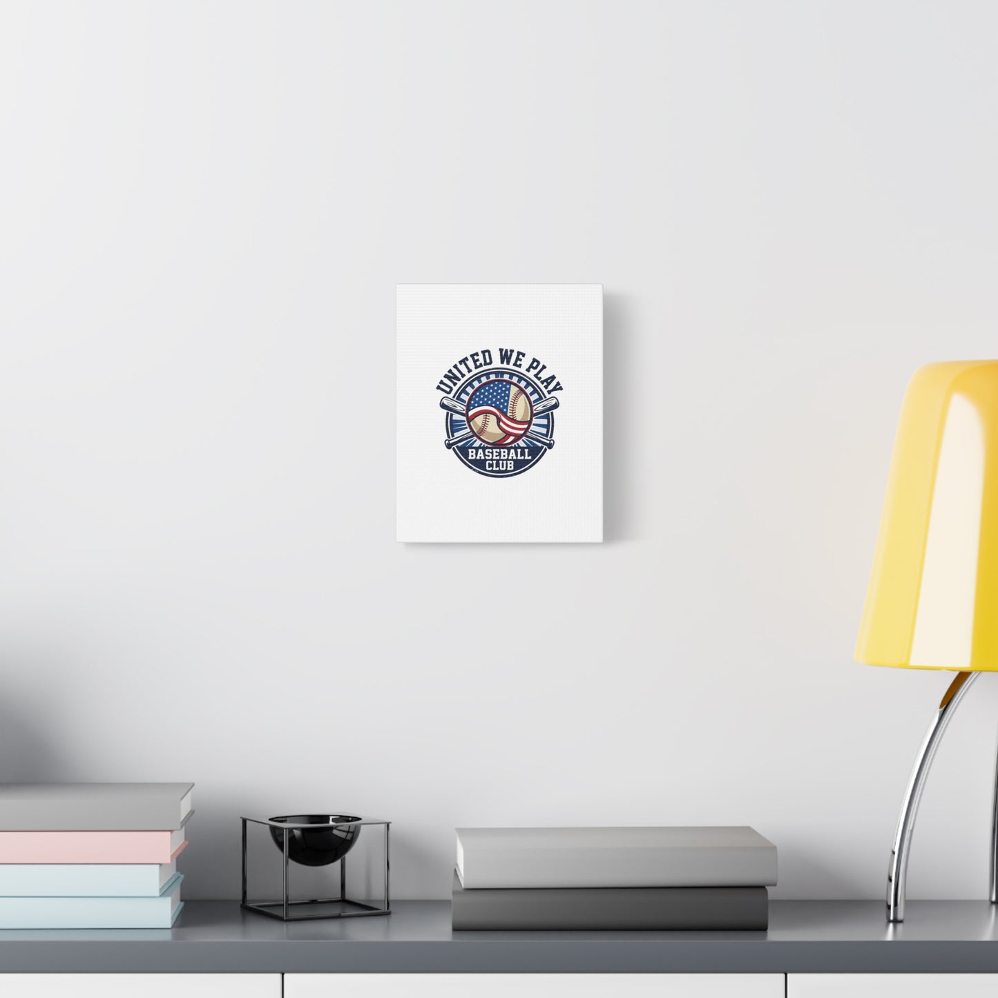 United We Play Baseball Club Canvas | Patriotic Baseball Graphic, Vintage Ballpark Aesthetic