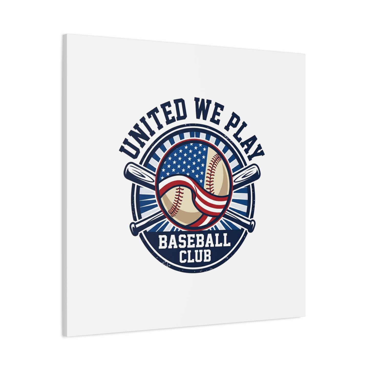 United We Play Baseball Club Canvas | Patriotic Baseball Graphic, Vintage Ballpark Aesthetic