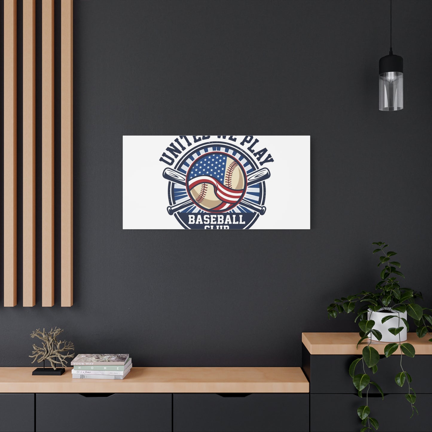 United We Play Baseball Club Canvas | Patriotic Baseball Graphic, Vintage Ballpark Aesthetic