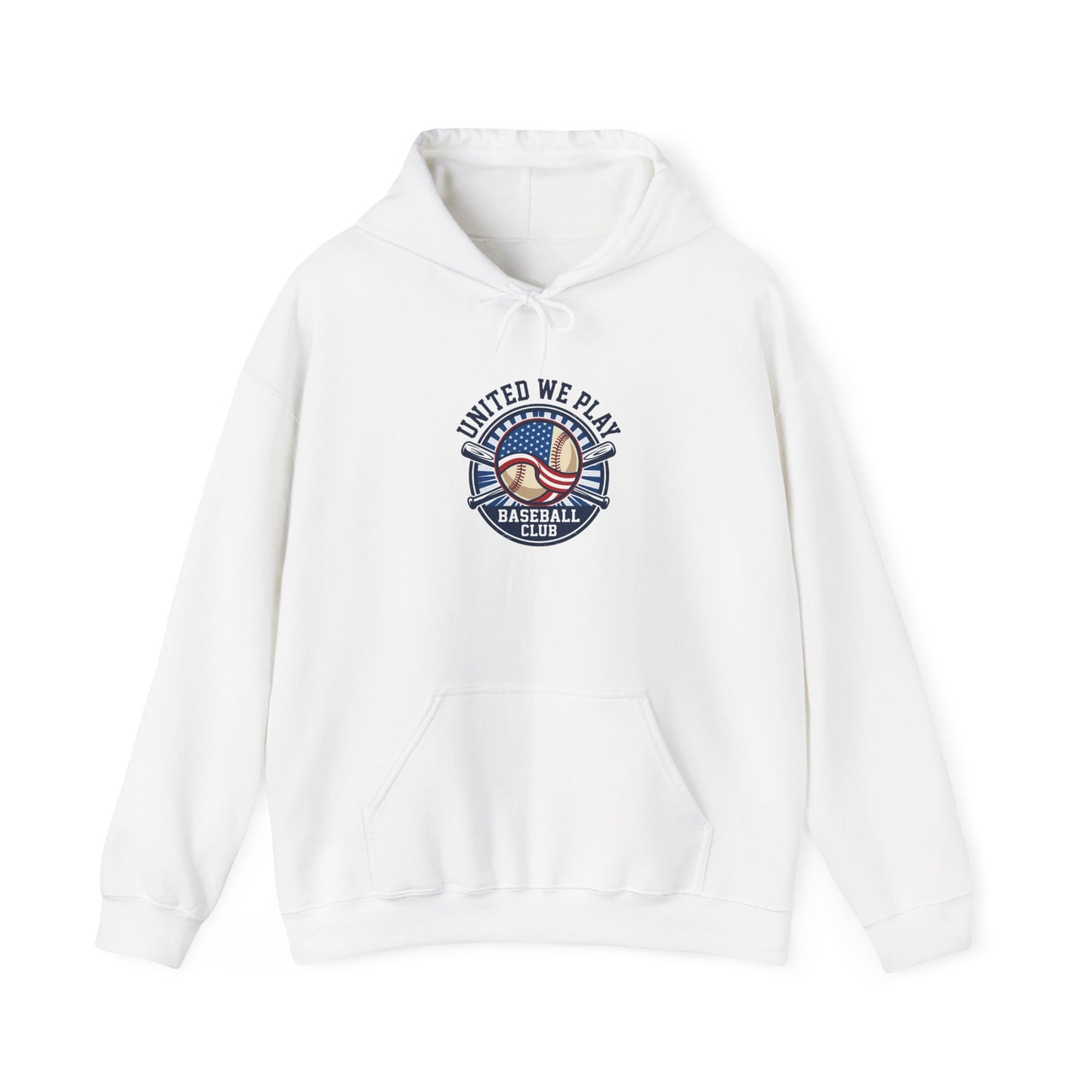 Patriotic Baseball Graphic Hoodie | vintage red white blue ballpark aesthetic