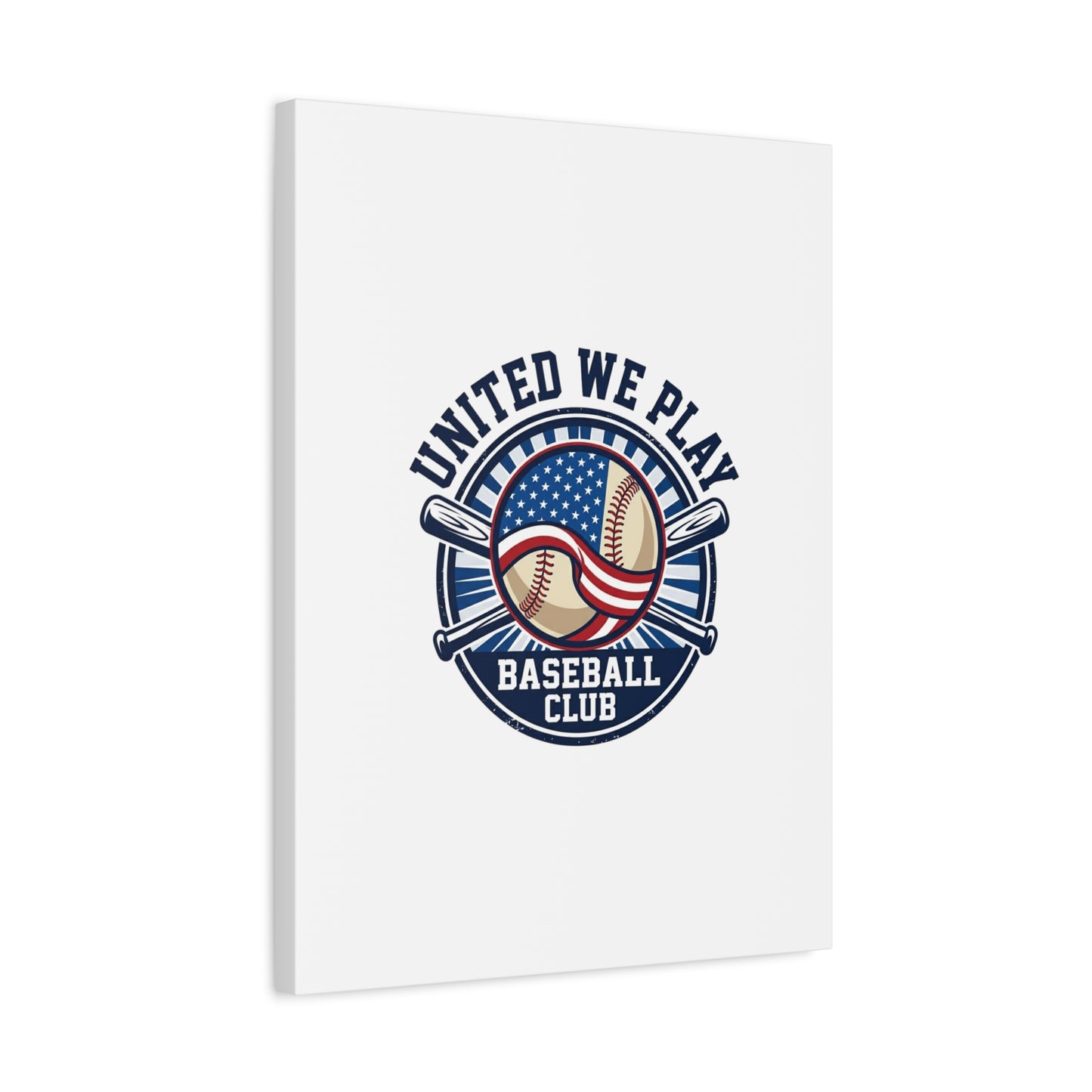 United We Play Baseball Club Canvas | Patriotic Baseball Graphic, Vintage Ballpark Aesthetic