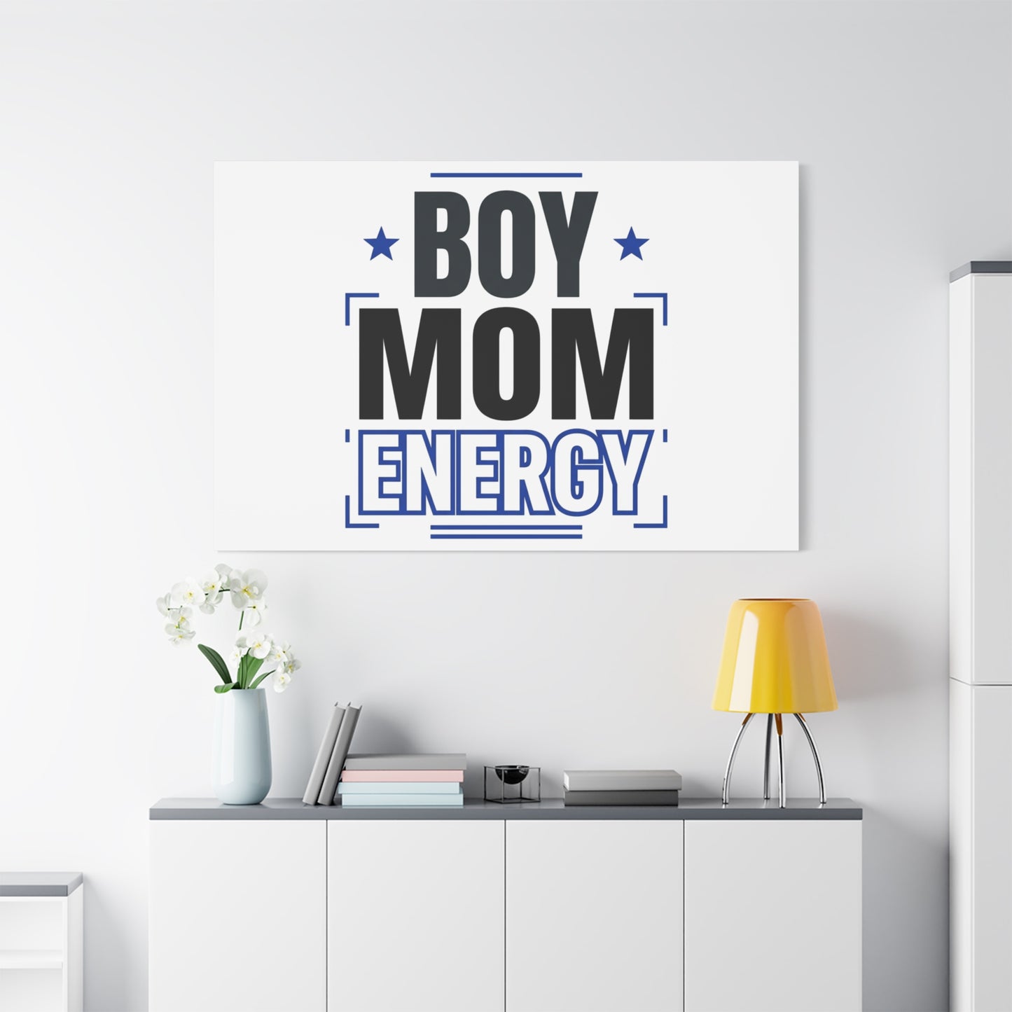 Boy Mom Energy Canvas, Minimal Typographic Mom Wall Art | Mother’s Day Mom Identity