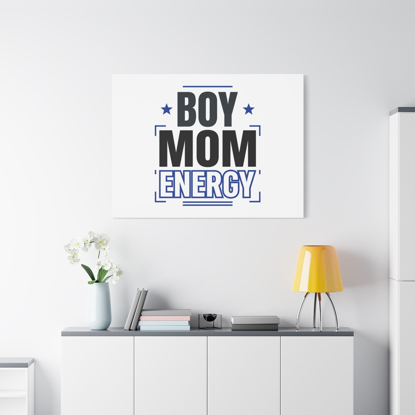 Boy Mom Energy Canvas, Minimal Typographic Mom Wall Art | Mother’s Day Mom Identity
