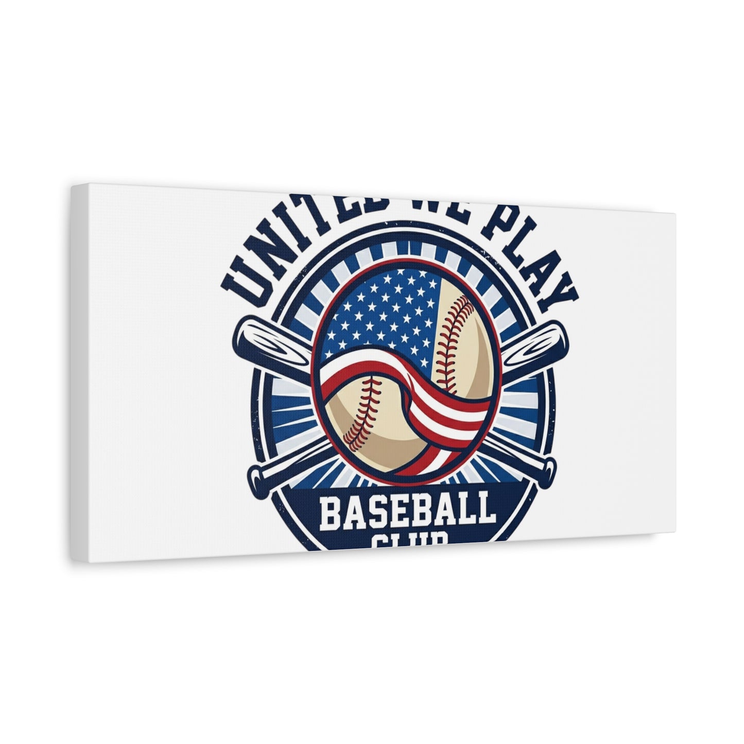 United We Play Baseball Club Canvas | Patriotic Baseball Graphic, Vintage Ballpark Aesthetic