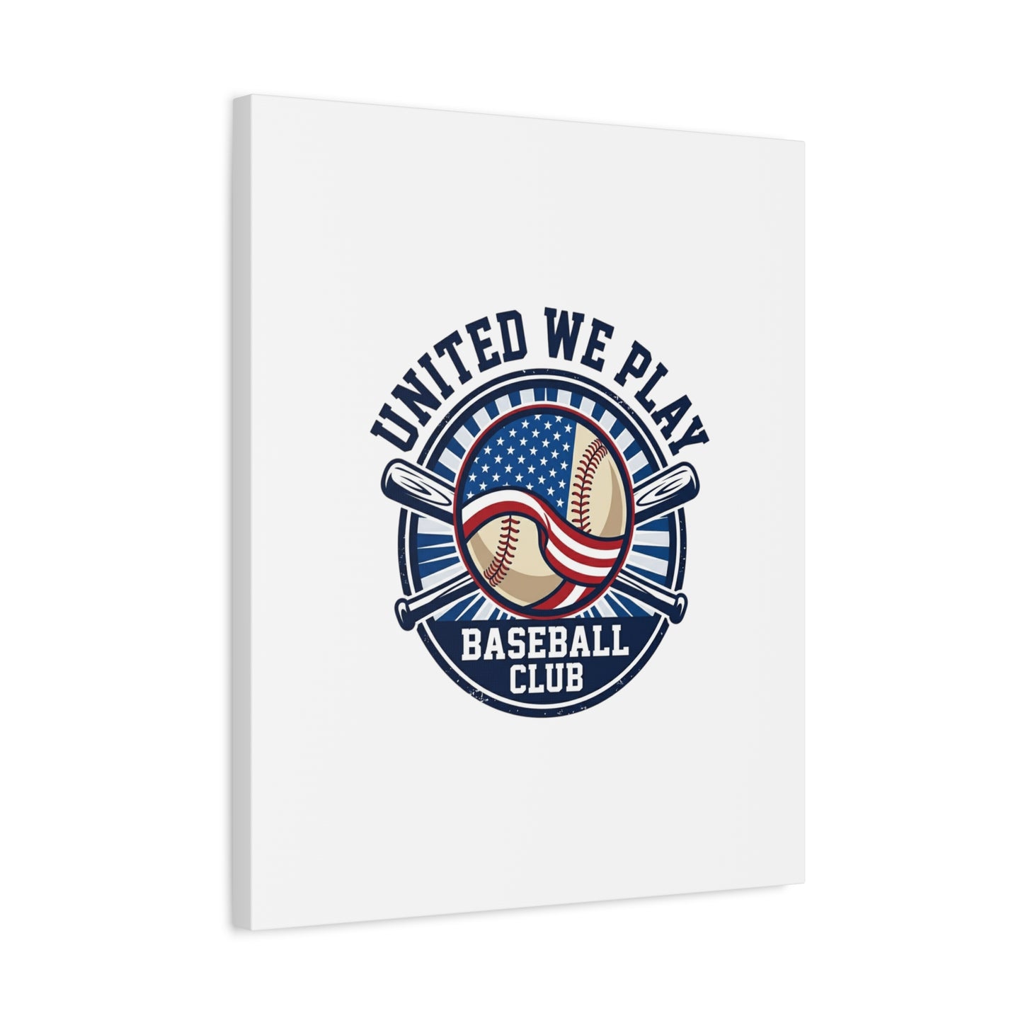 United We Play Baseball Club Canvas | Patriotic Baseball Graphic, Vintage Ballpark Aesthetic