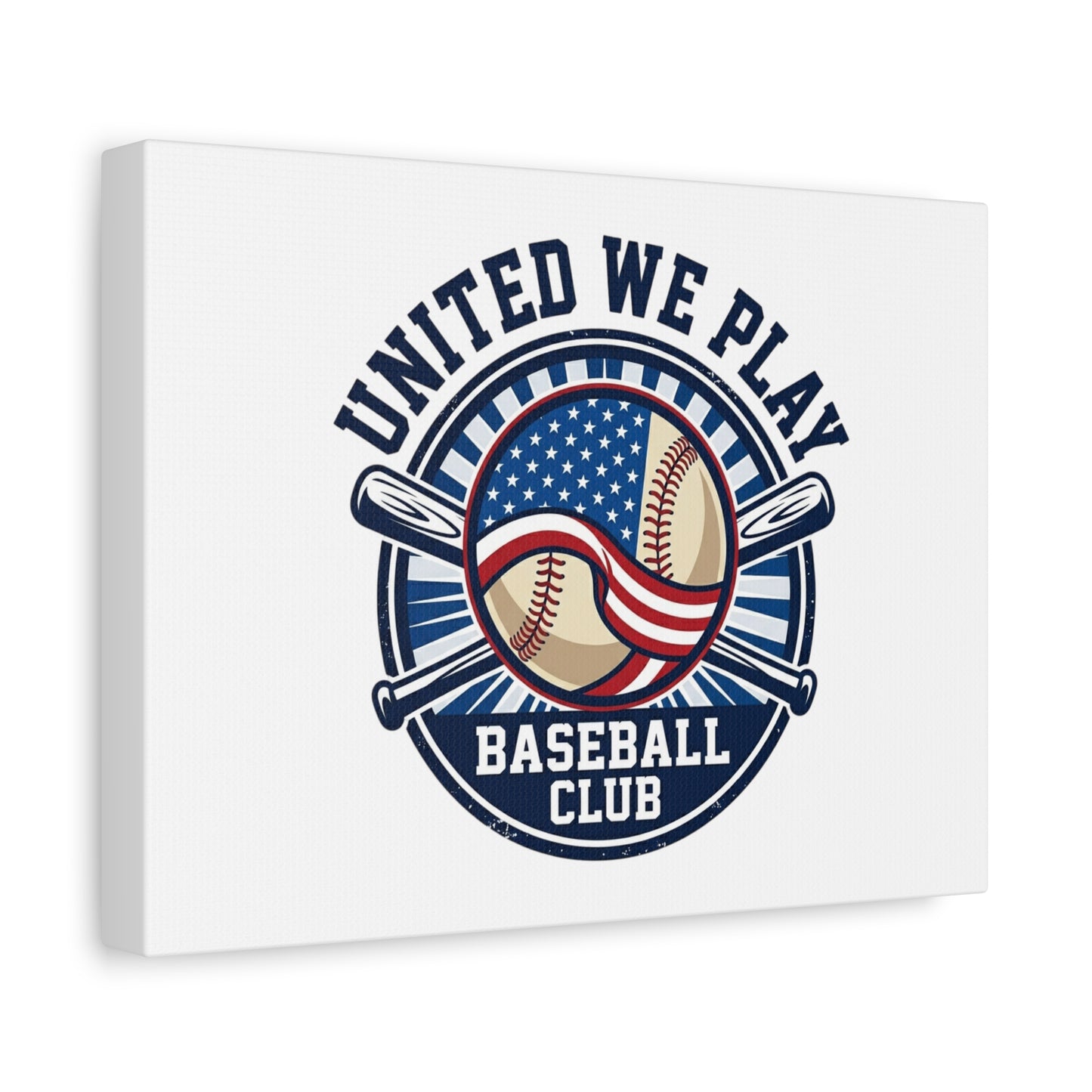 United We Play Baseball Club Canvas | Patriotic Baseball Graphic, Vintage Ballpark Aesthetic
