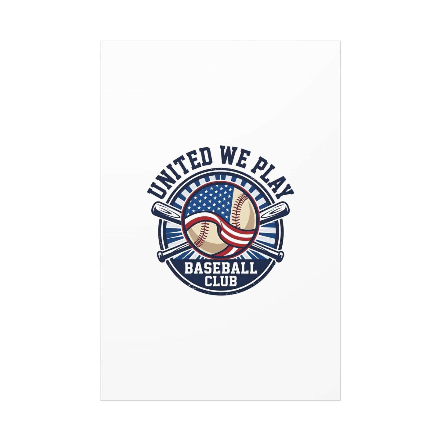 United We Play Baseball Club Canvas | Patriotic Baseball Graphic, Vintage Ballpark Aesthetic