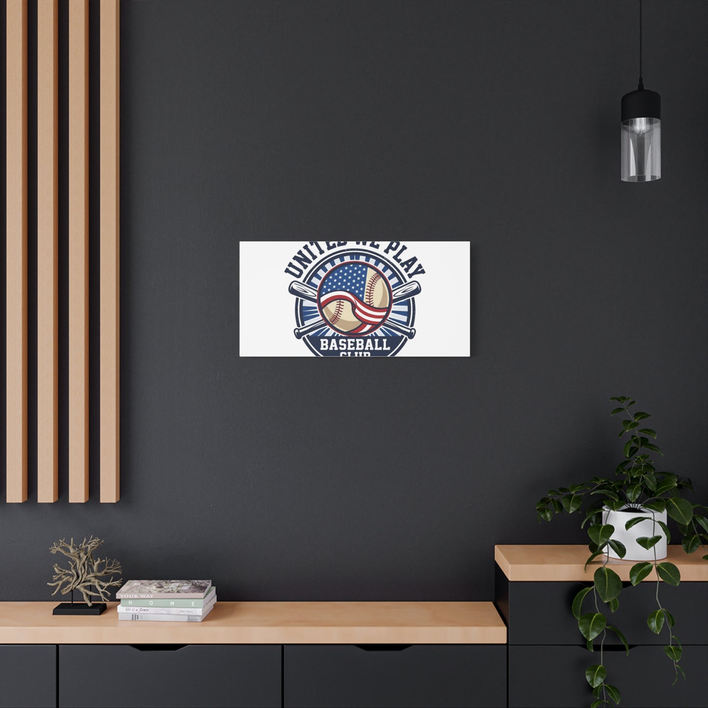 United We Play Baseball Club Canvas | Patriotic Baseball Graphic, Vintage Ballpark Aesthetic