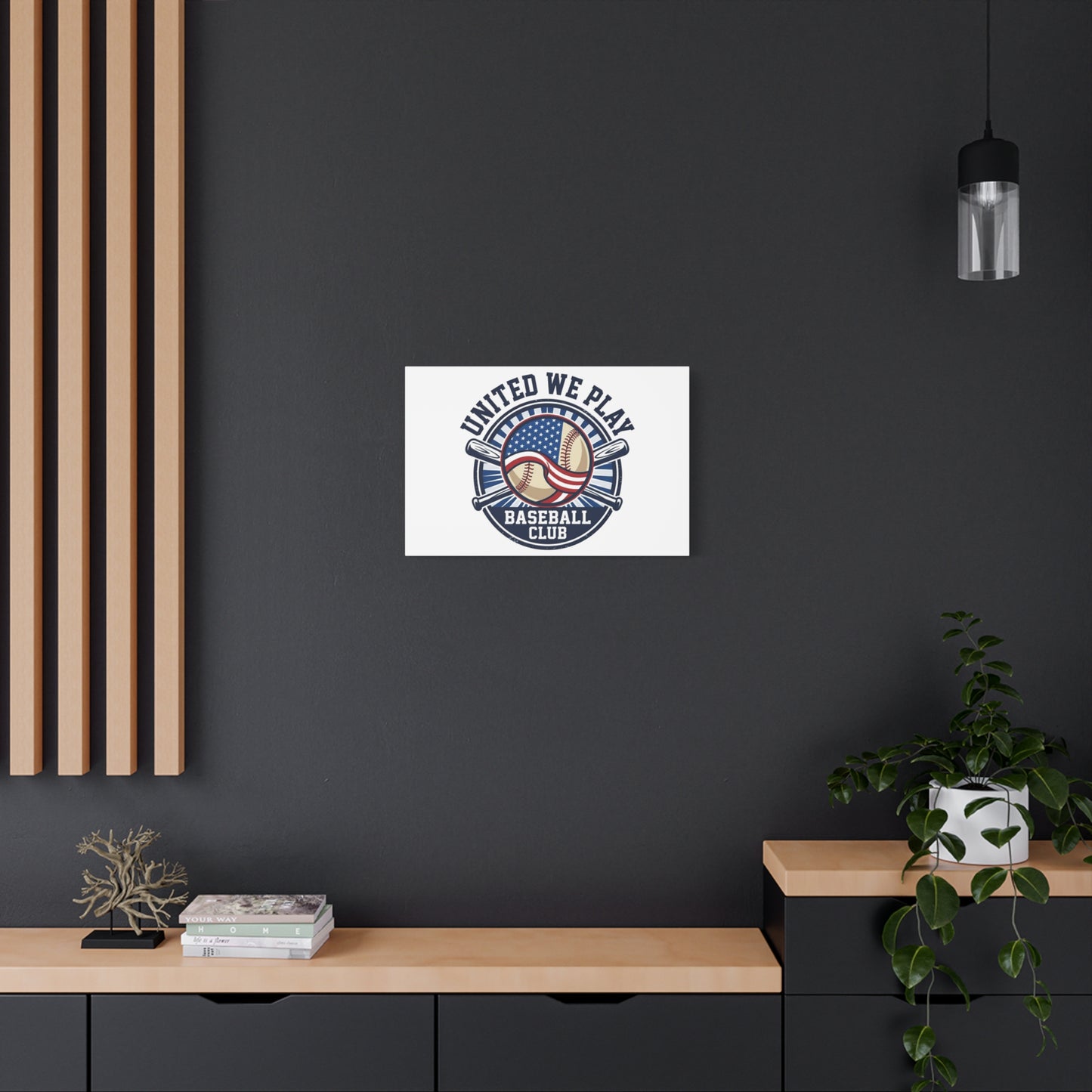 United We Play Baseball Club Canvas | Patriotic Baseball Graphic, Vintage Ballpark Aesthetic