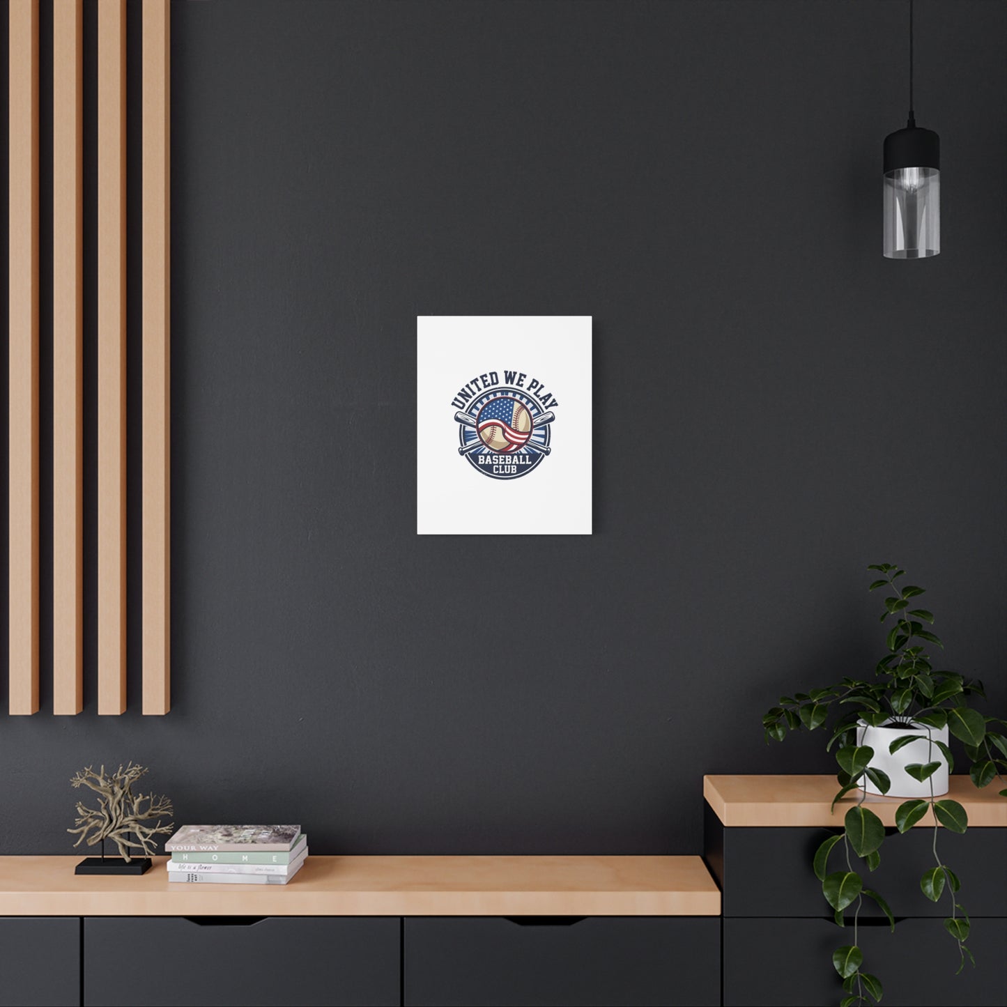 United We Play Baseball Club Canvas | Patriotic Baseball Graphic, Vintage Ballpark Aesthetic