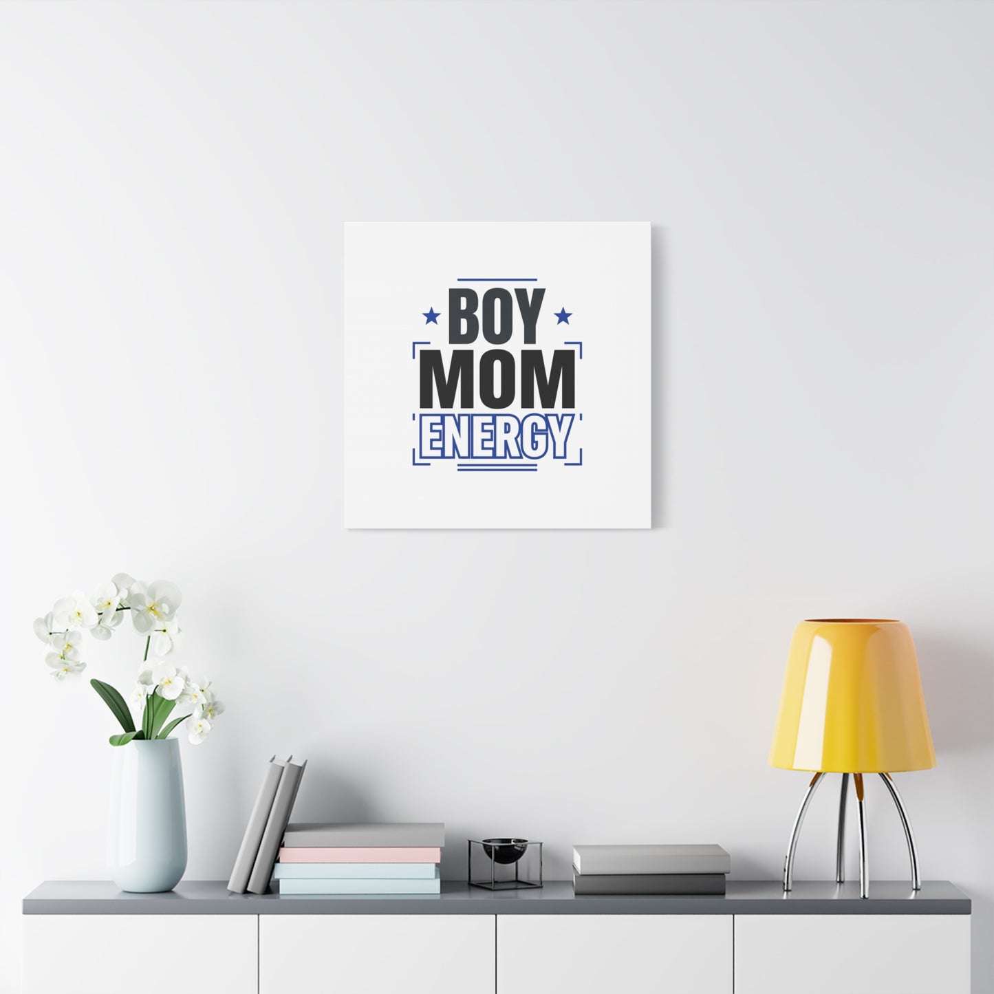 Boy Mom Energy Canvas, Minimal Typographic Mom Wall Art | Mother’s Day Mom Identity