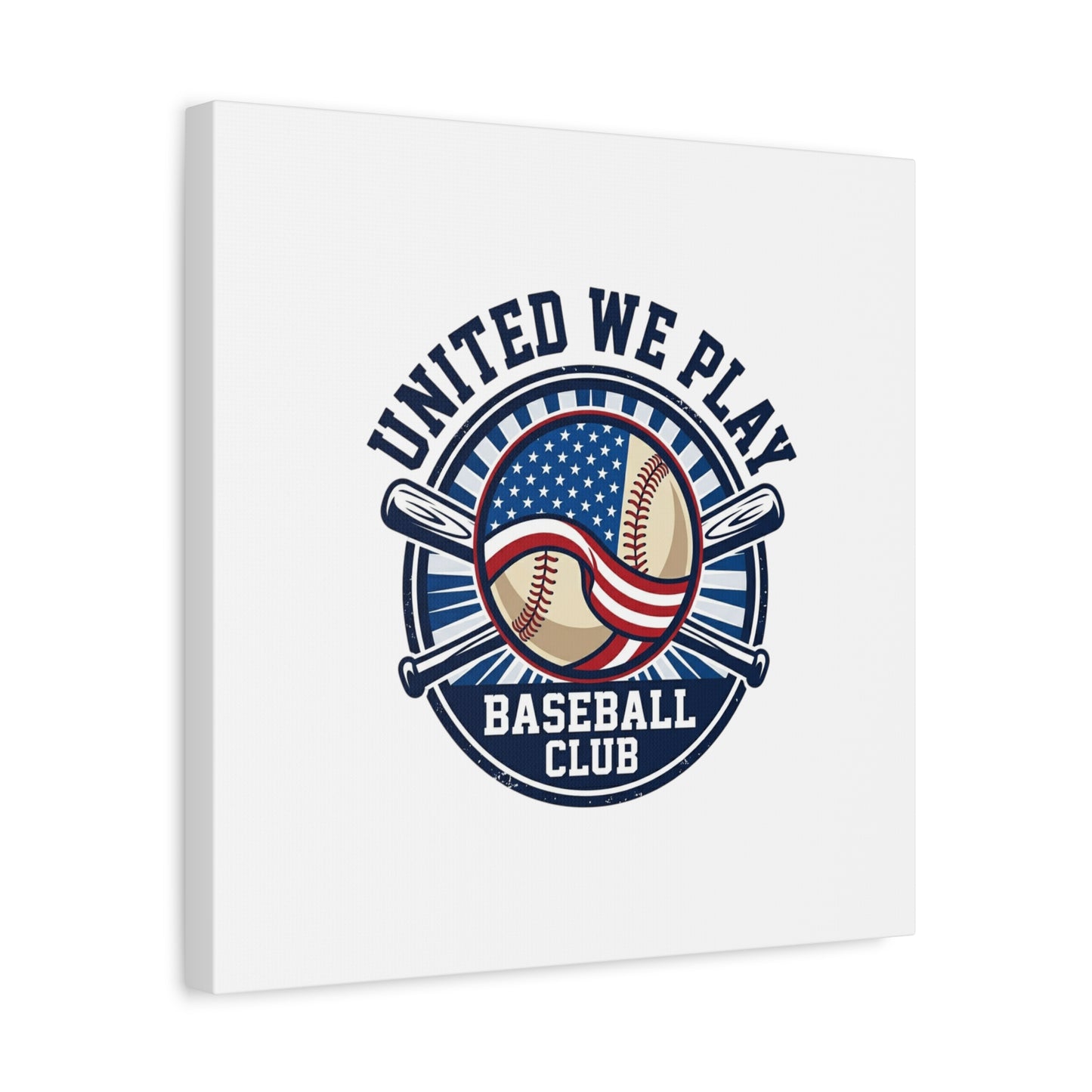 United We Play Baseball Club Canvas | Patriotic Baseball Graphic, Vintage Ballpark Aesthetic