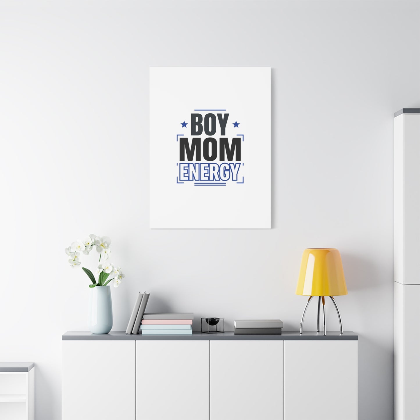 Boy Mom Energy Canvas, Minimal Typographic Mom Wall Art | Mother’s Day Mom Identity