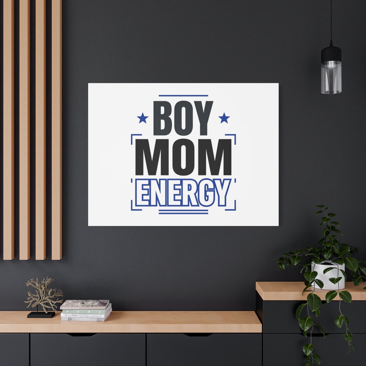 Boy Mom Energy Canvas, Minimal Typographic Mom Wall Art | Mother’s Day Mom Identity