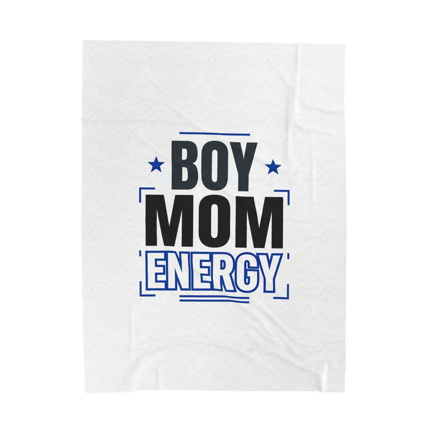 Boy Mom Energy Velveteen Plush Blanket | Minimal Typographic Mom, Mother’s Day