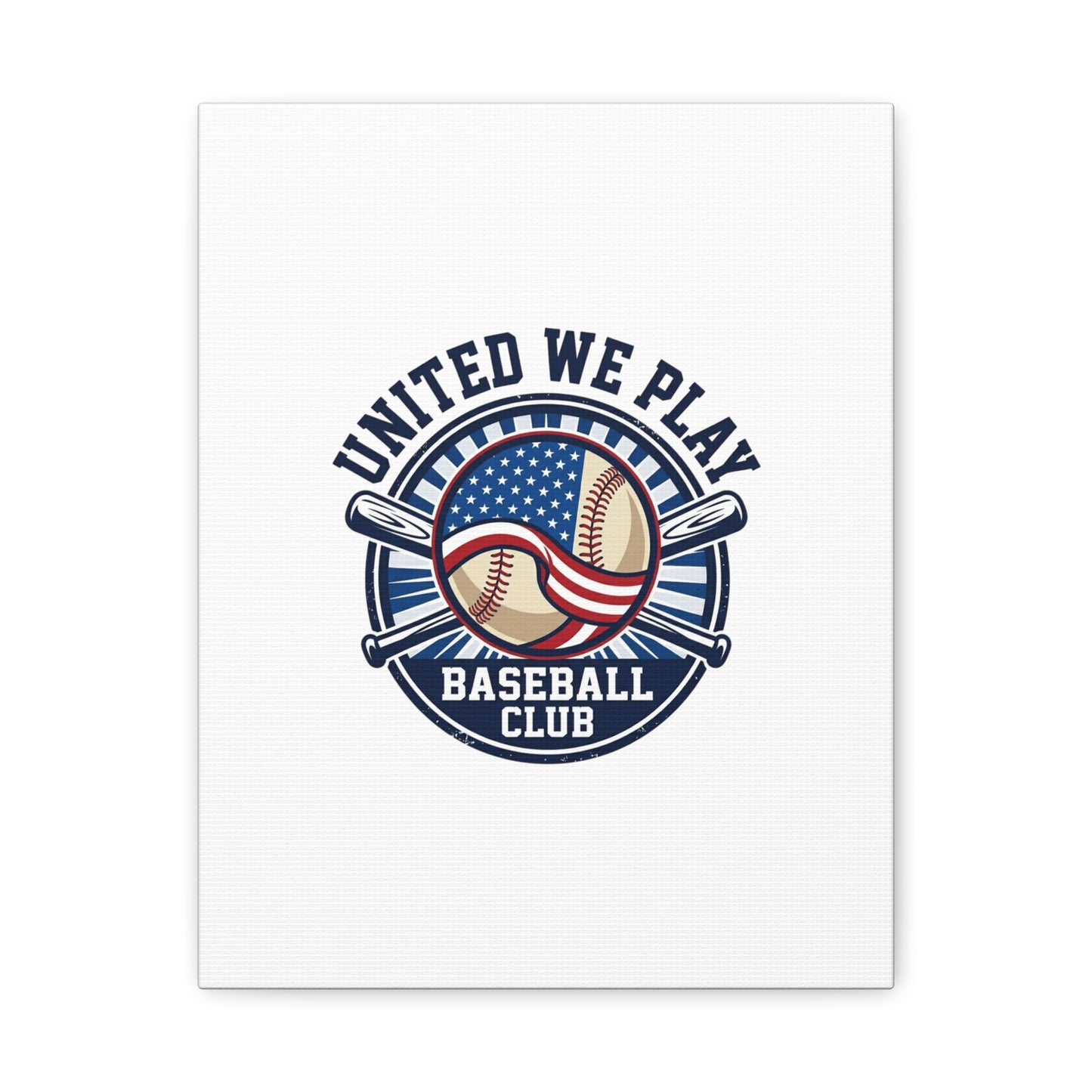 United We Play Baseball Club Canvas | Patriotic Baseball Graphic, Vintage Ballpark Aesthetic
