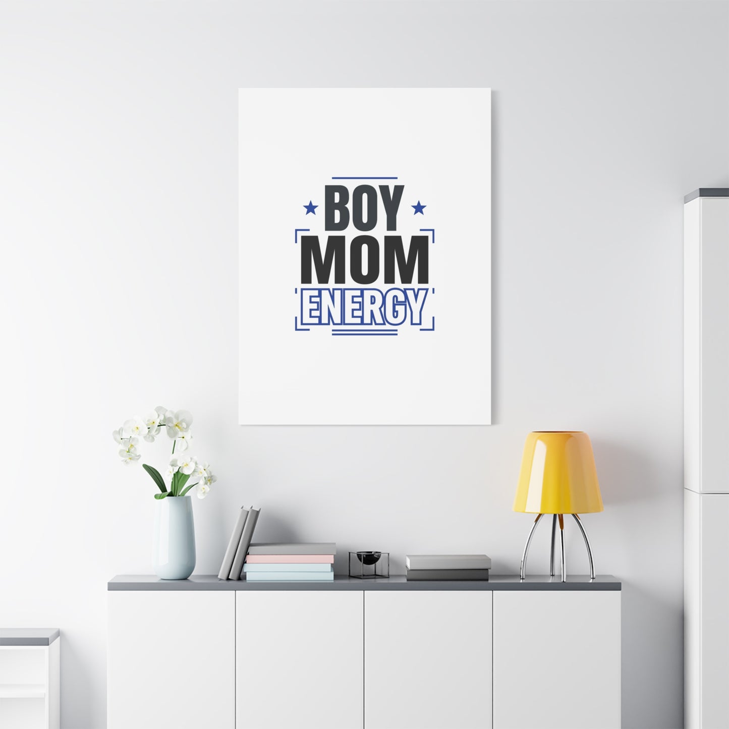 Boy Mom Energy Canvas, Minimal Typographic Mom Wall Art | Mother’s Day Mom Identity