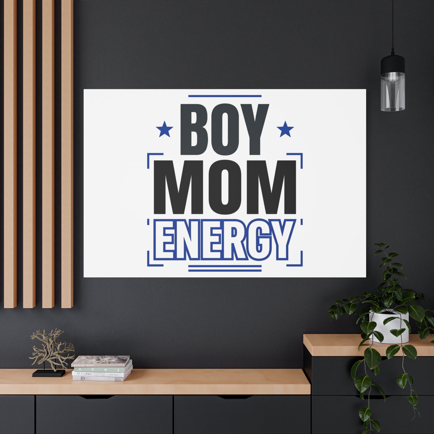 Boy Mom Energy Canvas, Minimal Typographic Mom Wall Art | Mother’s Day Mom Identity