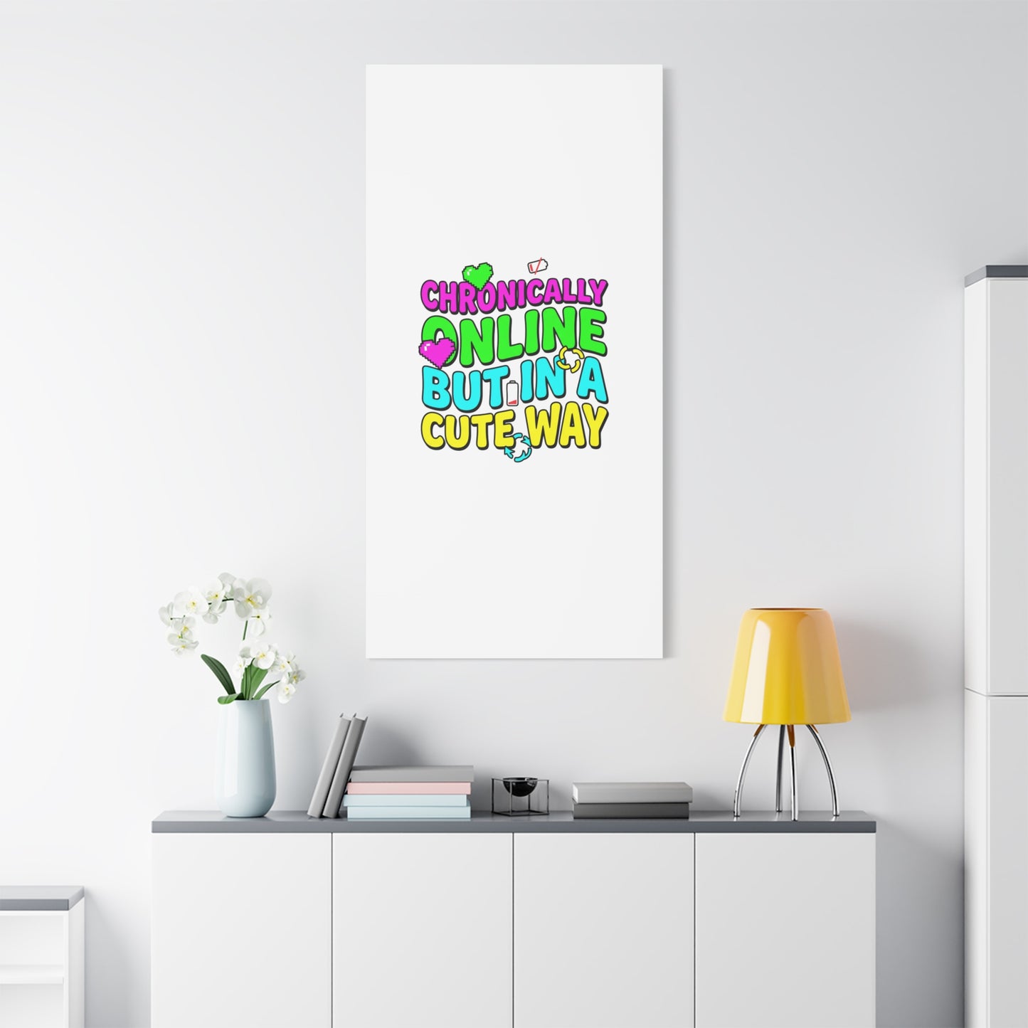 Chronically Online But In A Cute Way Canvas | meme-core, cringe-core