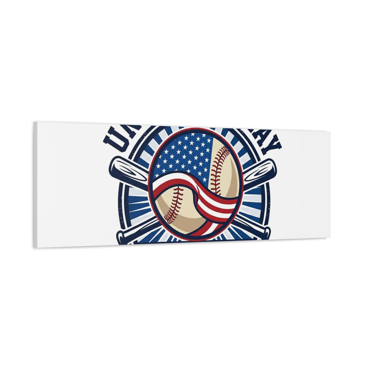 United We Play Baseball Club Canvas | Patriotic Baseball Graphic, Vintage Ballpark Aesthetic