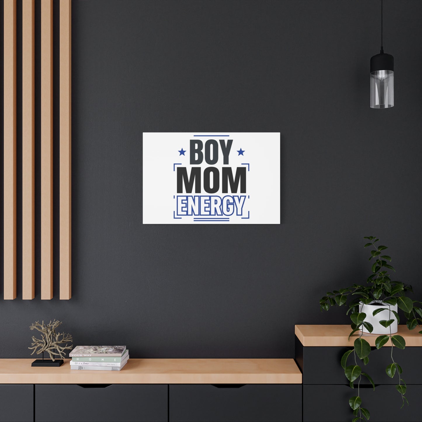 Boy Mom Energy Canvas, Minimal Typographic Mom Wall Art | Mother’s Day Mom Identity