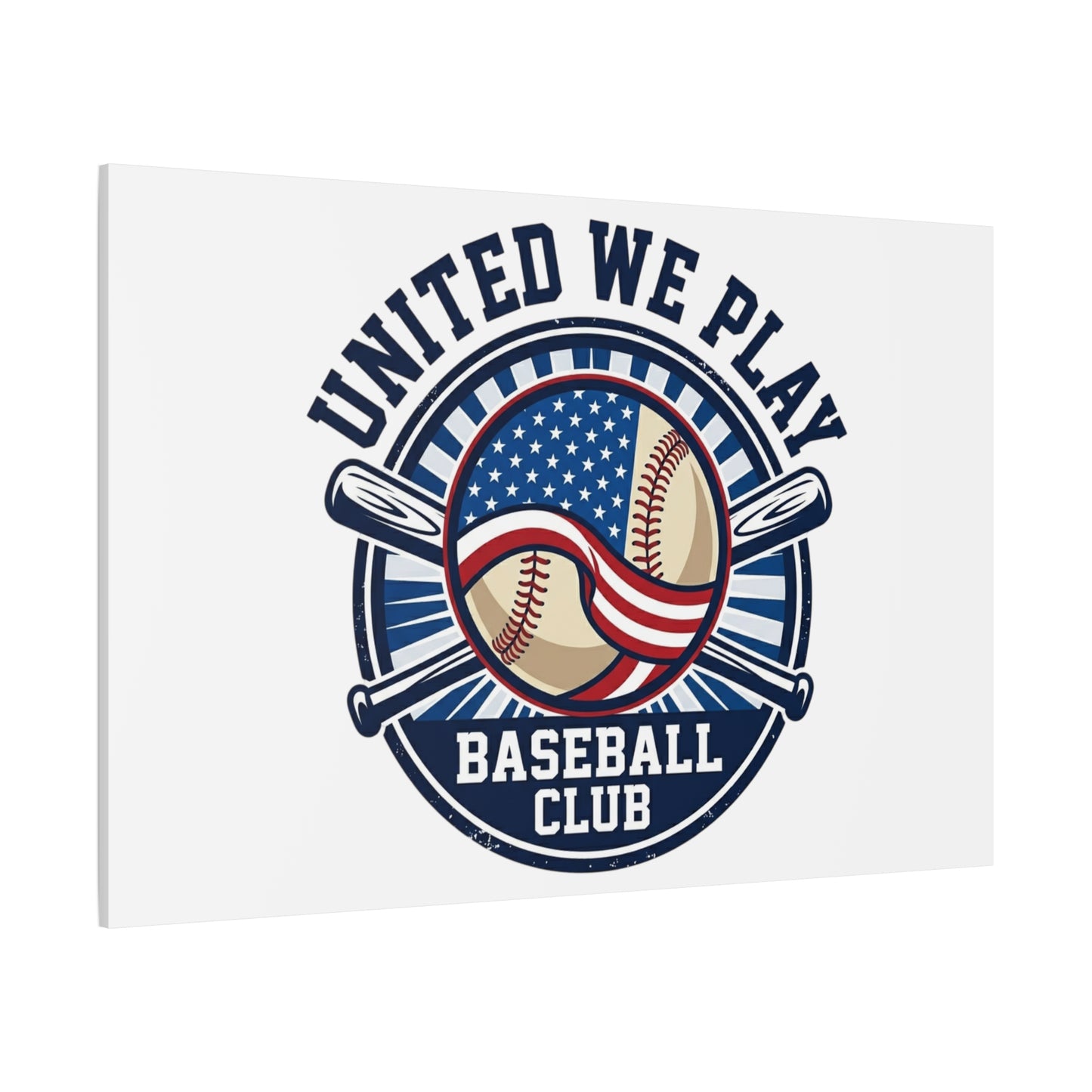United We Play Baseball Club Canvas | Patriotic Baseball Graphic, Vintage Ballpark Aesthetic