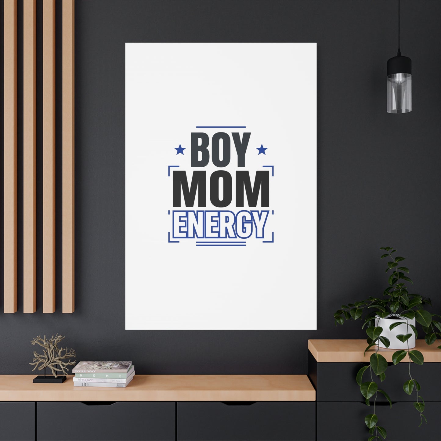 Boy Mom Energy Canvas, Minimal Typographic Mom Wall Art | Mother’s Day Mom Identity