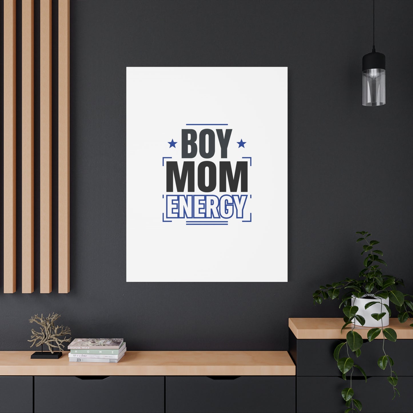 Boy Mom Energy Canvas, Minimal Typographic Mom Wall Art | Mother’s Day Mom Identity