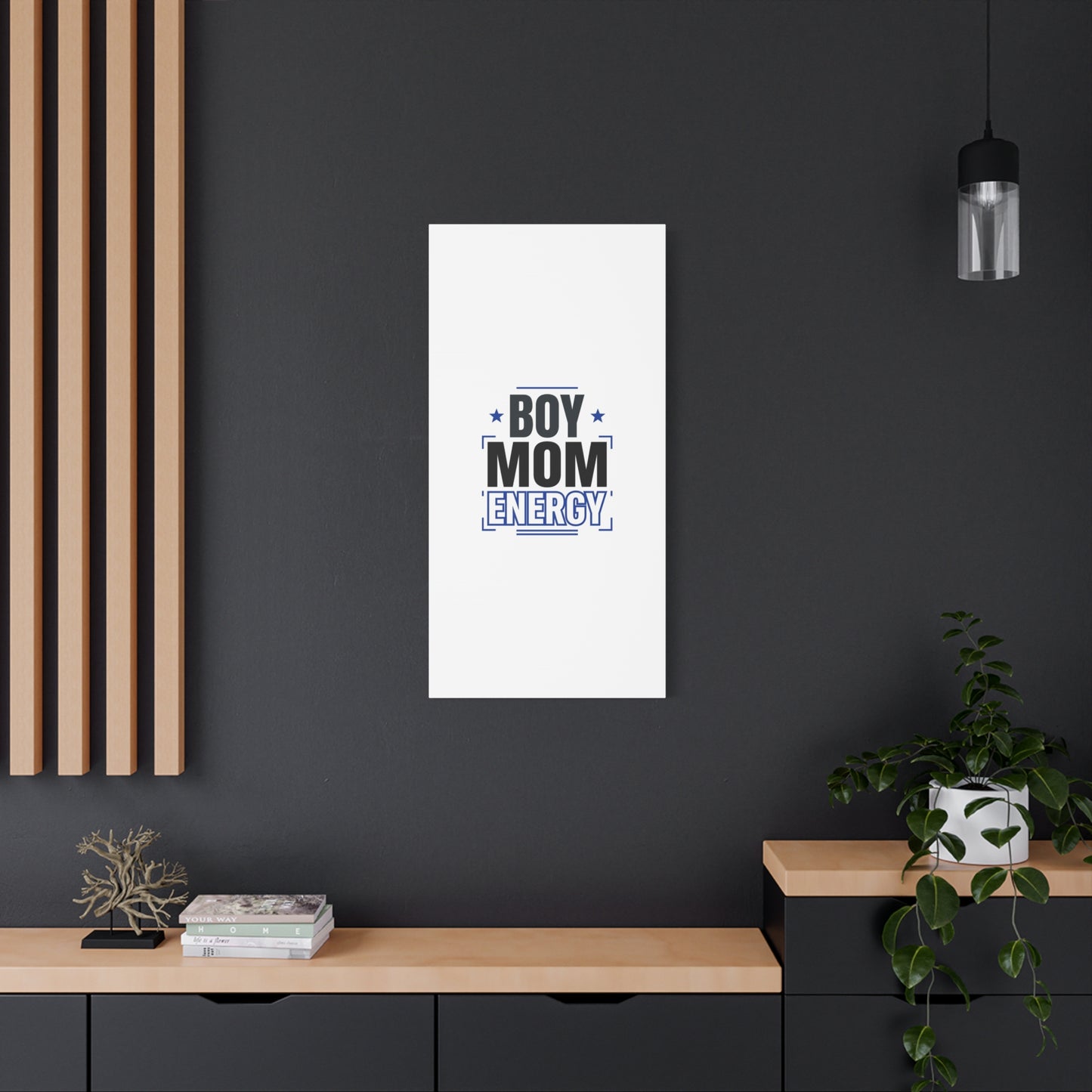 Boy Mom Energy Canvas, Minimal Typographic Mom Wall Art | Mother’s Day Mom Identity