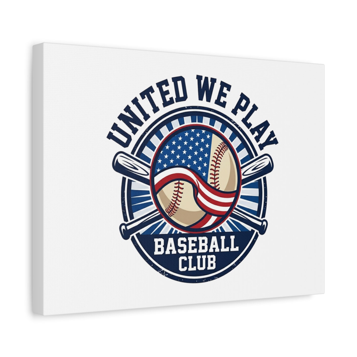United We Play Baseball Club Canvas | Patriotic Baseball Graphic, Vintage Ballpark Aesthetic