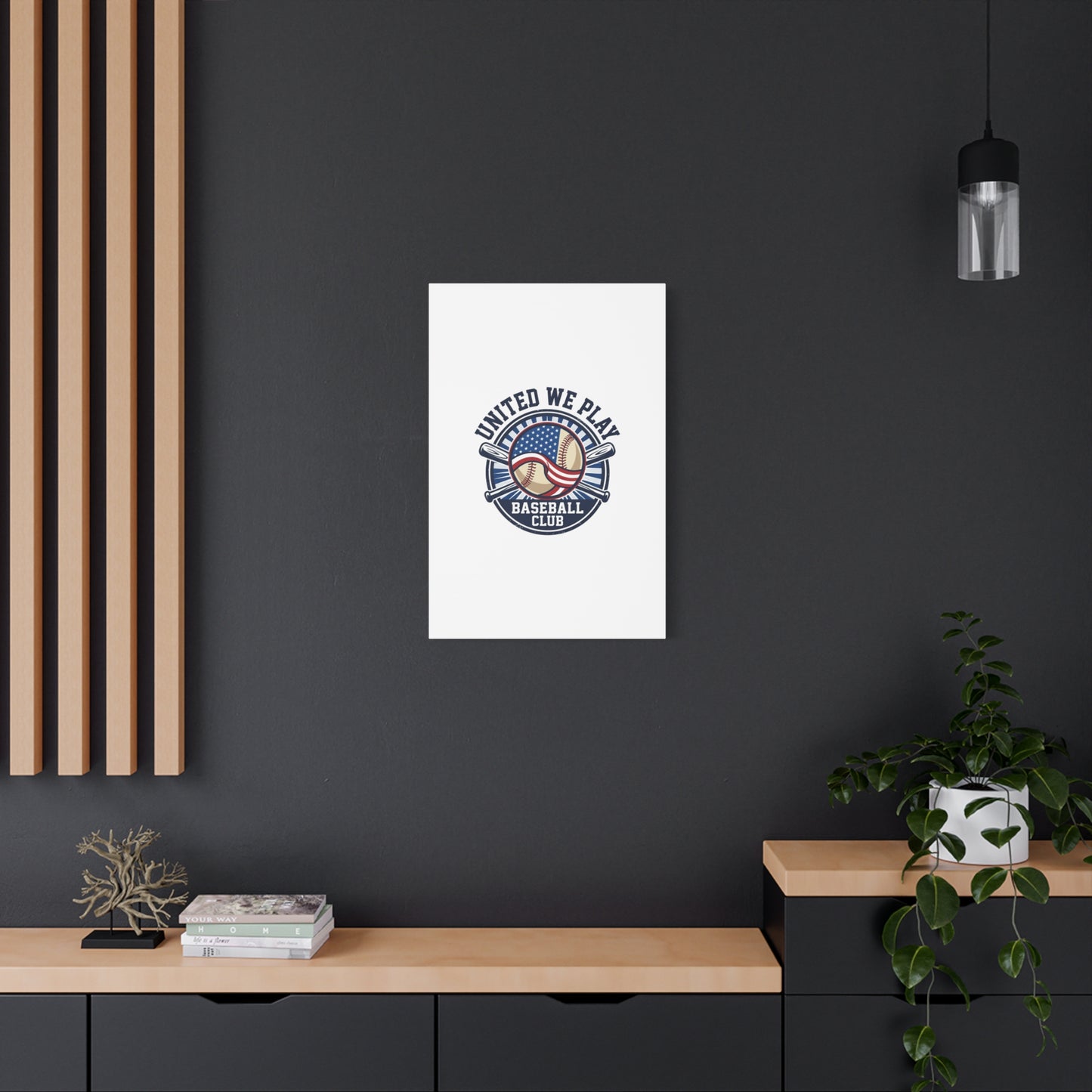 United We Play Baseball Club Canvas | Patriotic Baseball Graphic, Vintage Ballpark Aesthetic