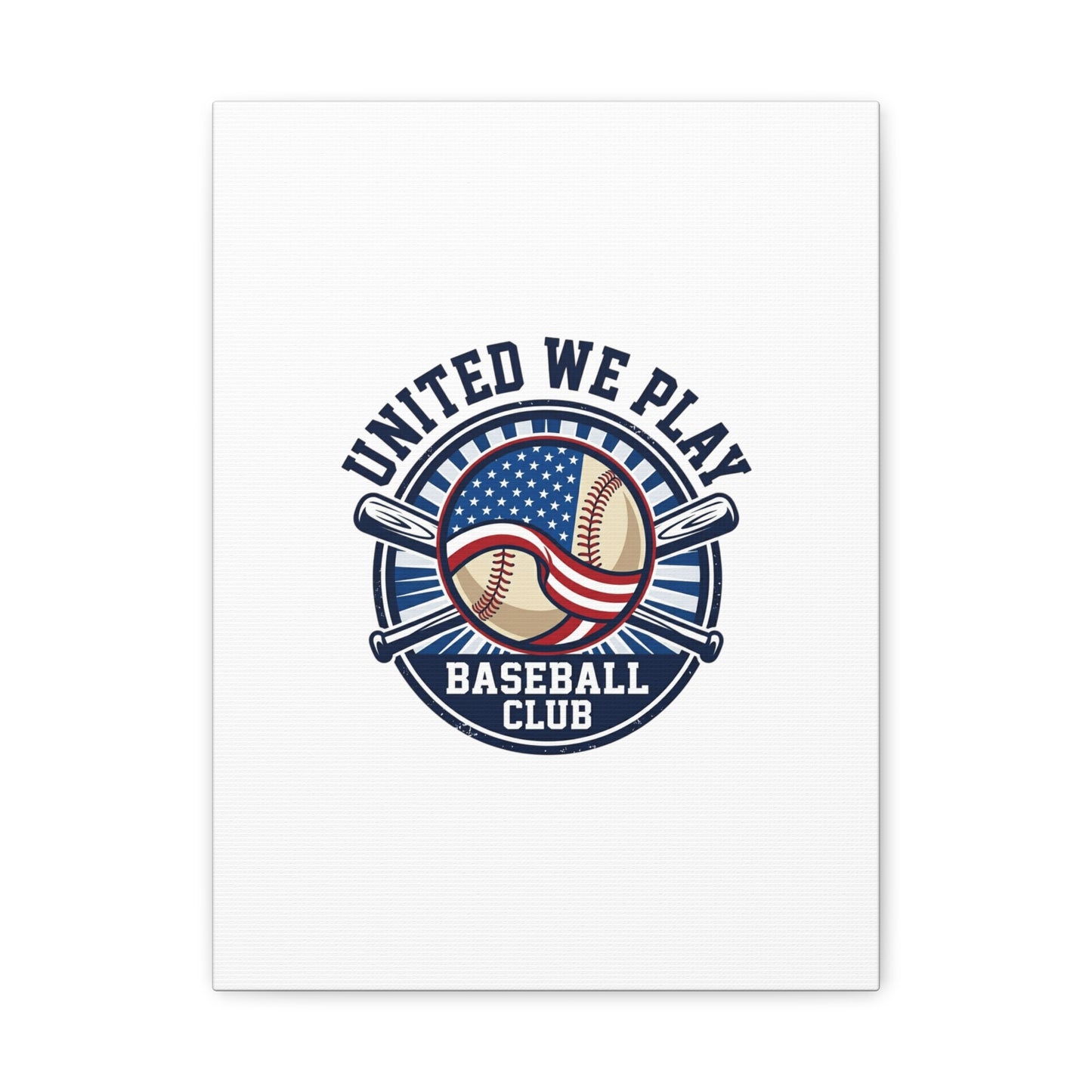 United We Play Baseball Club Canvas | Patriotic Baseball Graphic, Vintage Ballpark Aesthetic