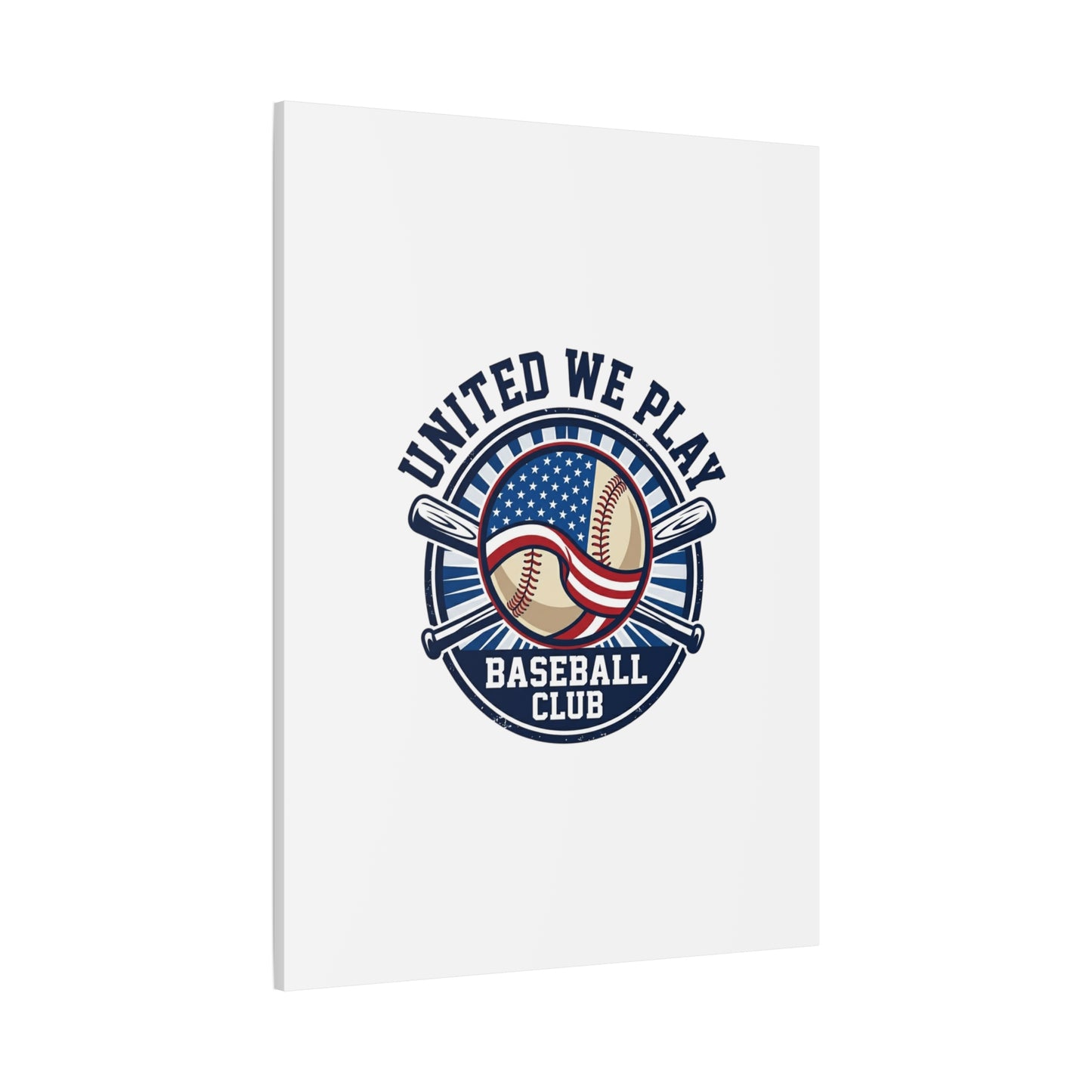 United We Play Baseball Club Canvas | Patriotic Baseball Graphic, Vintage Ballpark Aesthetic