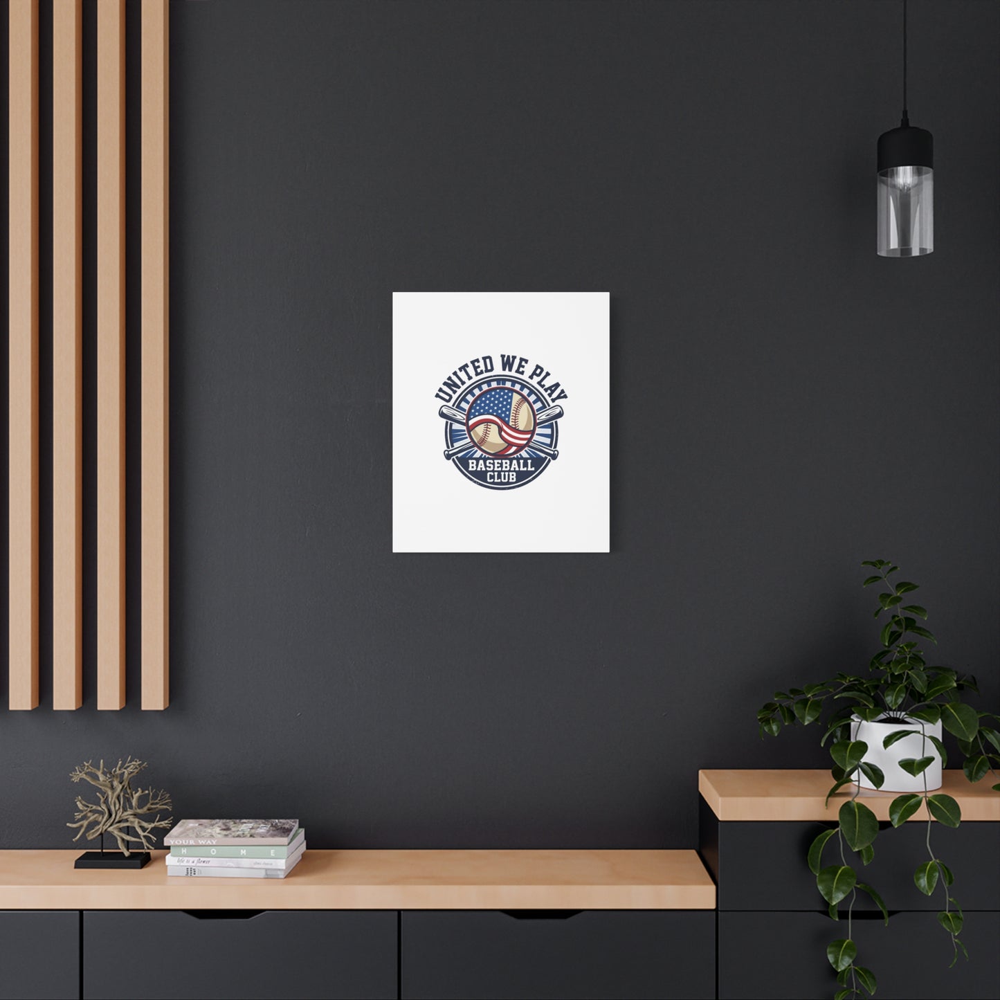 United We Play Baseball Club Canvas | Patriotic Baseball Graphic, Vintage Ballpark Aesthetic