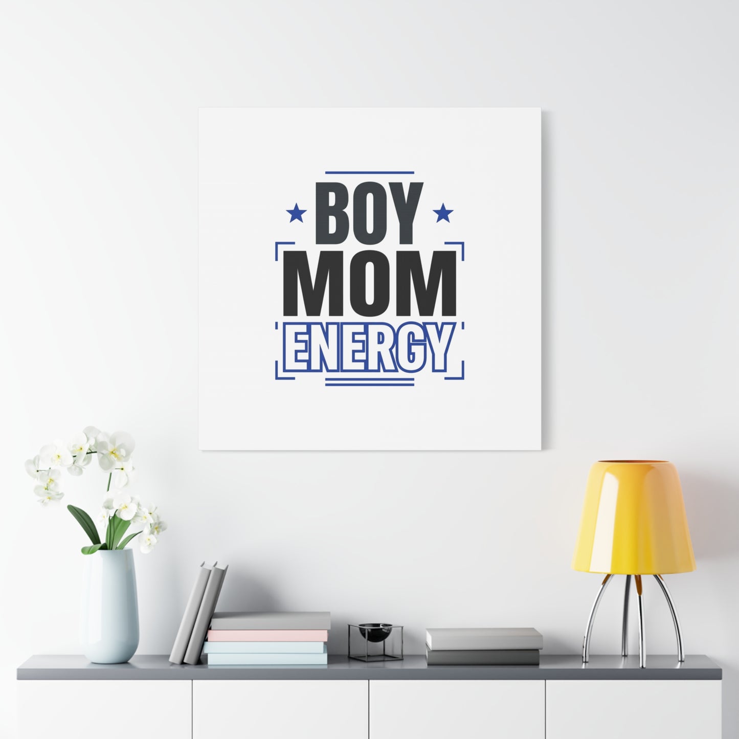 Boy Mom Energy Canvas, Minimal Typographic Mom Wall Art | Mother’s Day Mom Identity