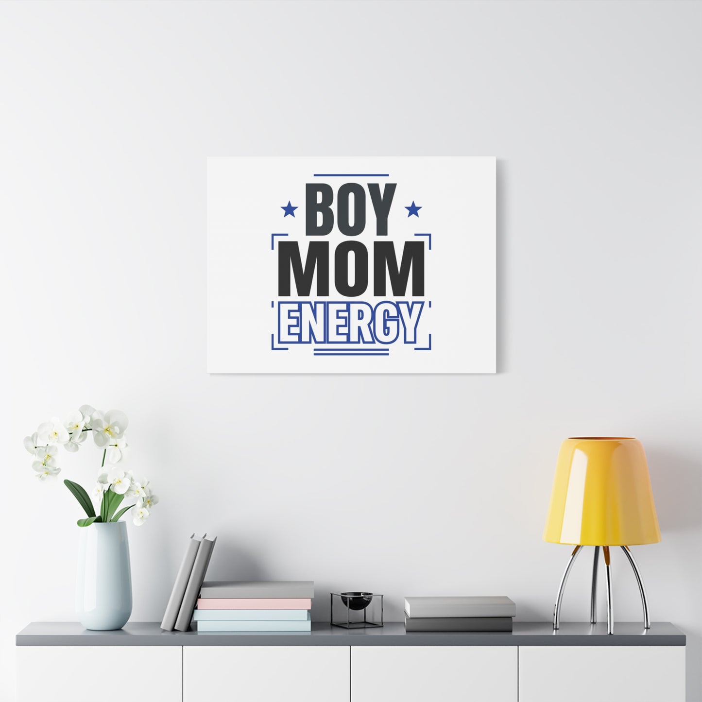 Boy Mom Energy Canvas, Minimal Typographic Mom Wall Art | Mother’s Day Mom Identity