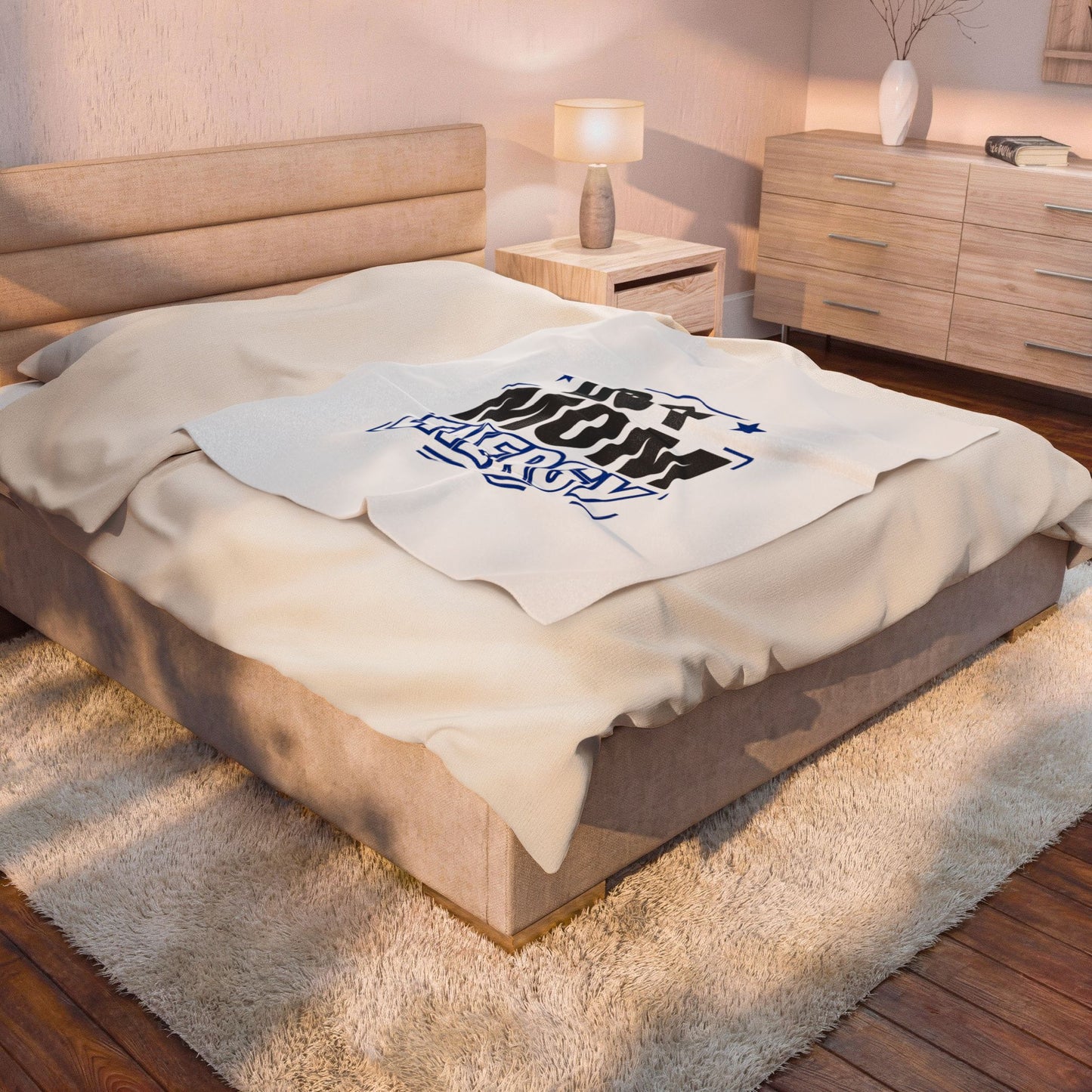 Boy Mom Energy Velveteen Plush Blanket | Minimal Typographic Mom, Mother’s Day