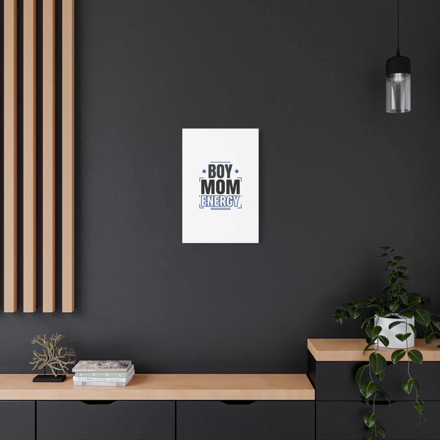 Boy Mom Energy Canvas, Minimal Typographic Mom Wall Art | Mother’s Day Mom Identity