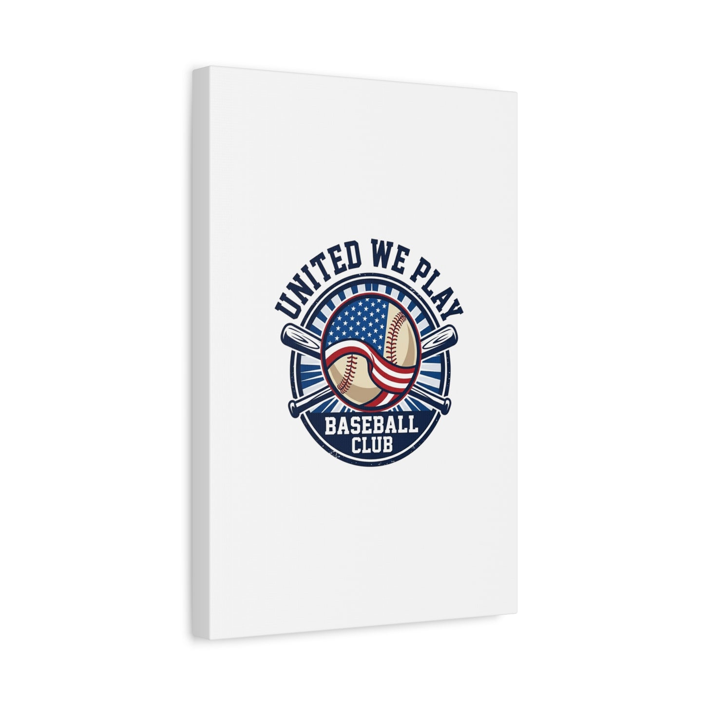 United We Play Baseball Club Canvas | Patriotic Baseball Graphic, Vintage Ballpark Aesthetic
