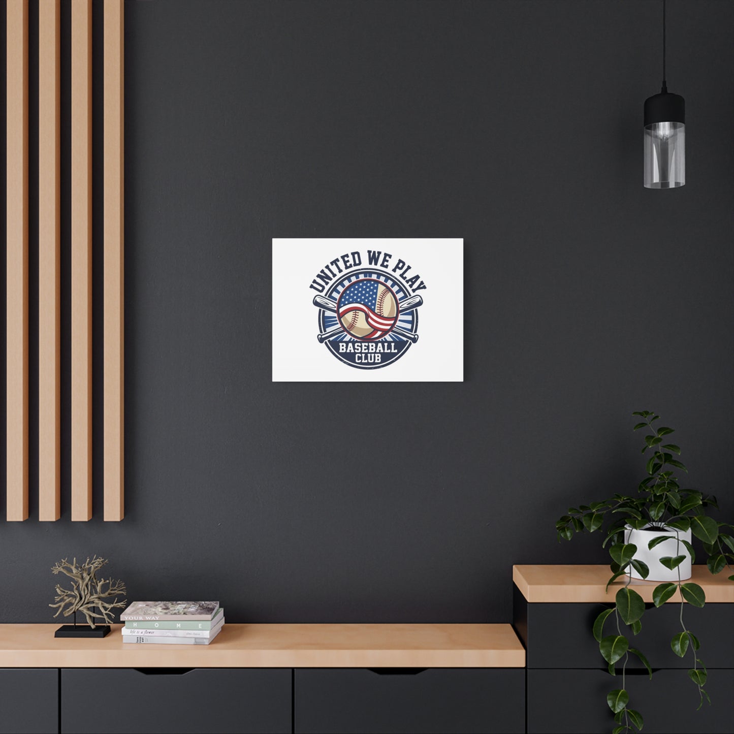 United We Play Baseball Club Canvas | Patriotic Baseball Graphic, Vintage Ballpark Aesthetic