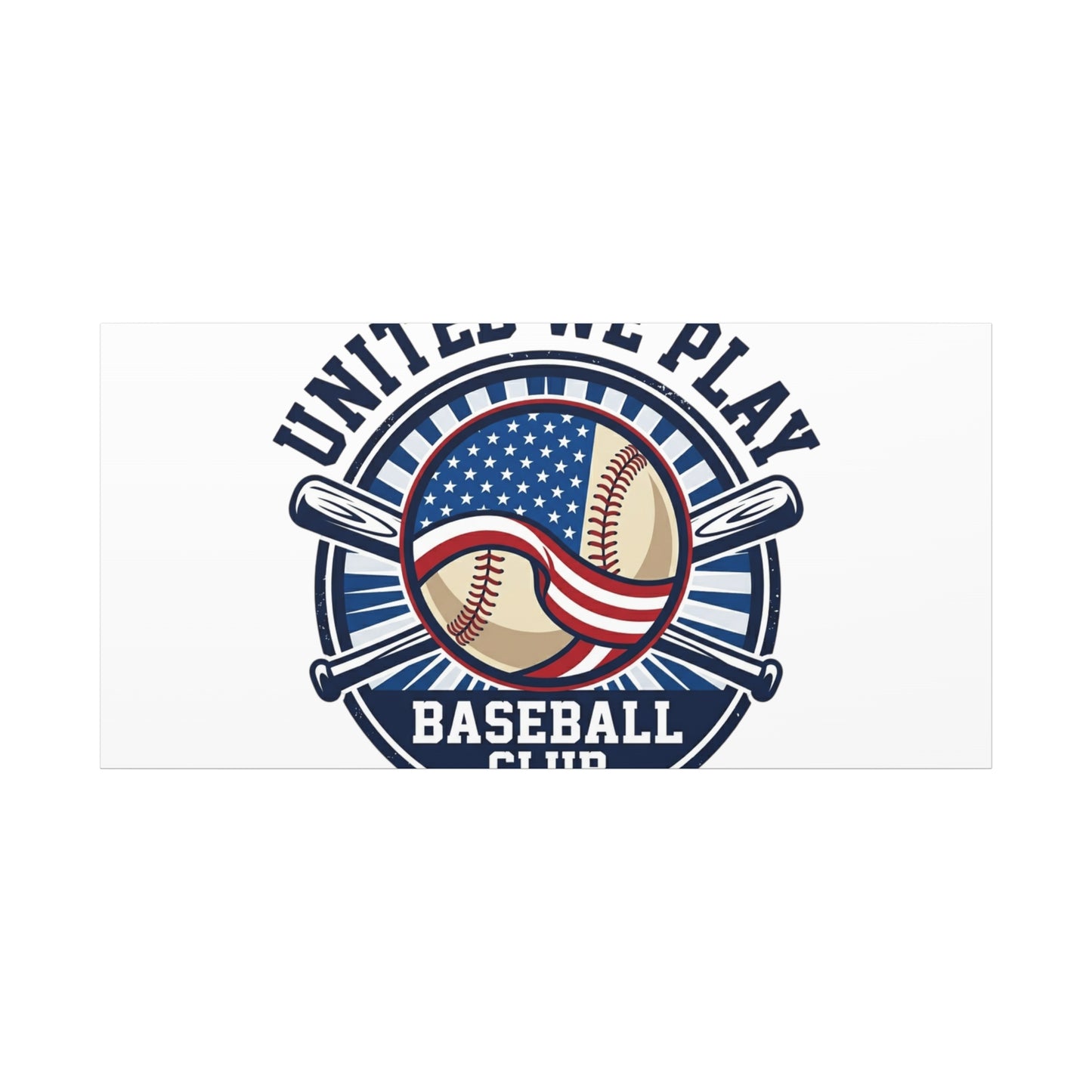 United We Play Baseball Club Canvas | Patriotic Baseball Graphic, Vintage Ballpark Aesthetic