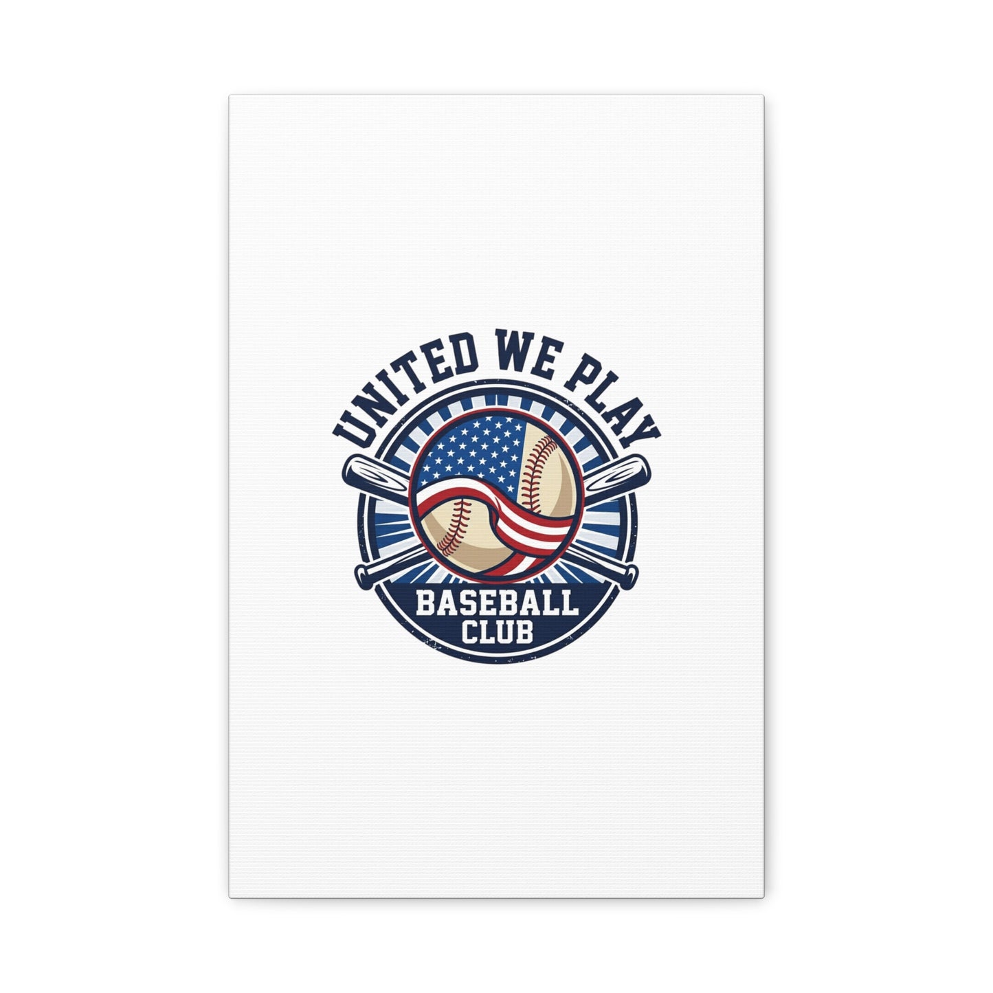 United We Play Baseball Club Canvas | Patriotic Baseball Graphic, Vintage Ballpark Aesthetic