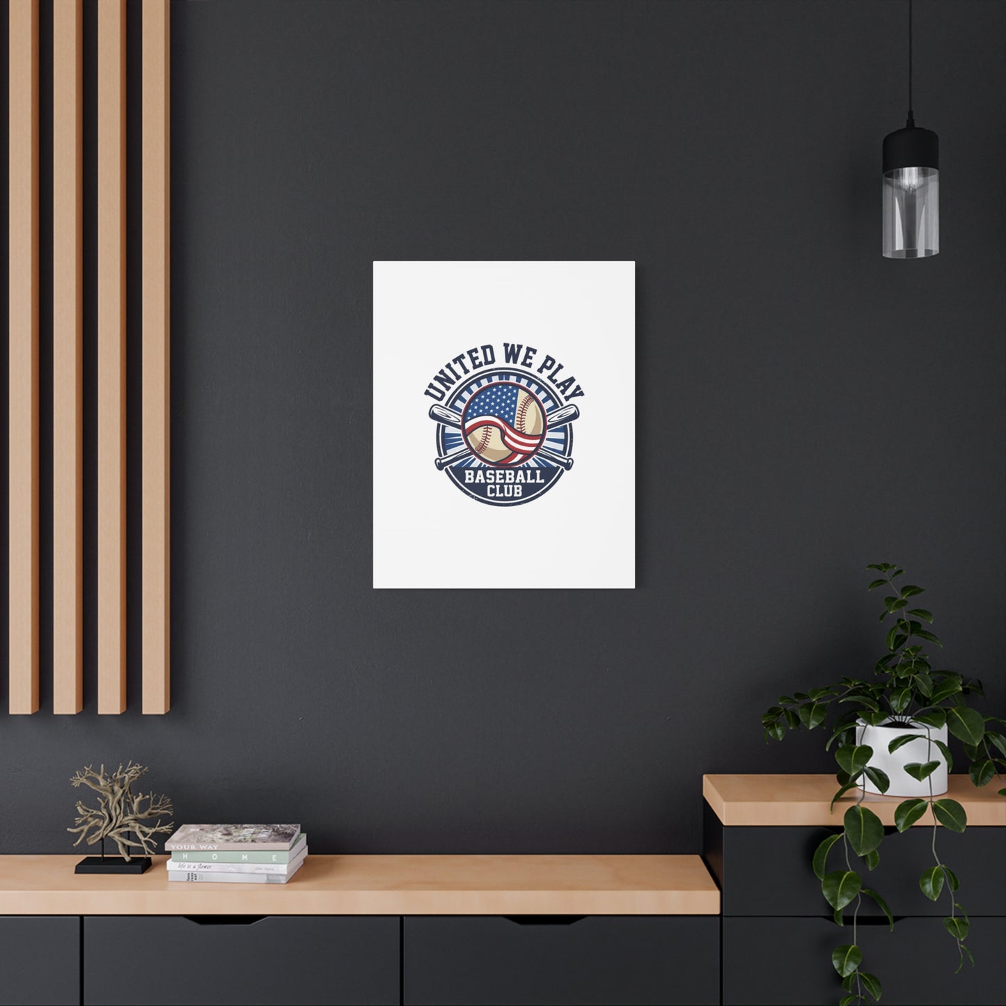 United We Play Baseball Club Canvas | Patriotic Baseball Graphic, Vintage Ballpark Aesthetic