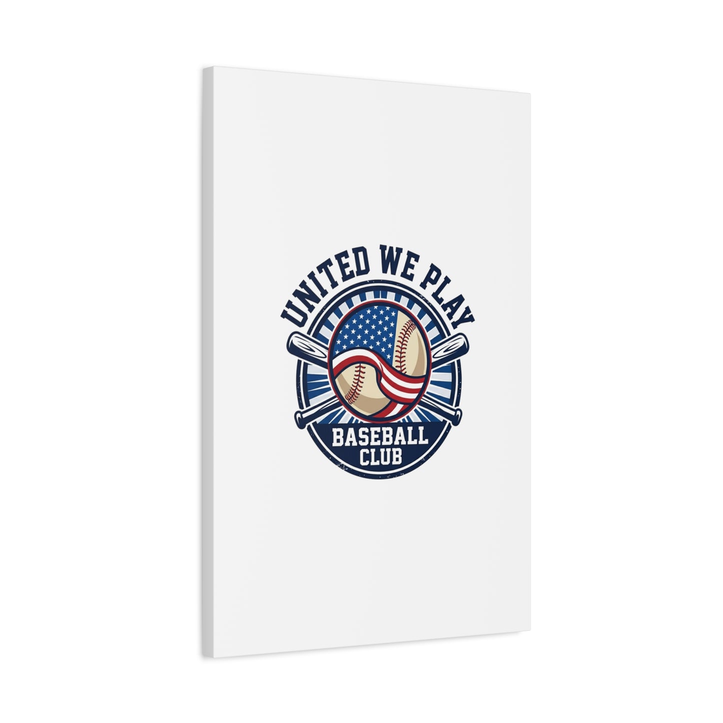 United We Play Baseball Club Canvas | Patriotic Baseball Graphic, Vintage Ballpark Aesthetic